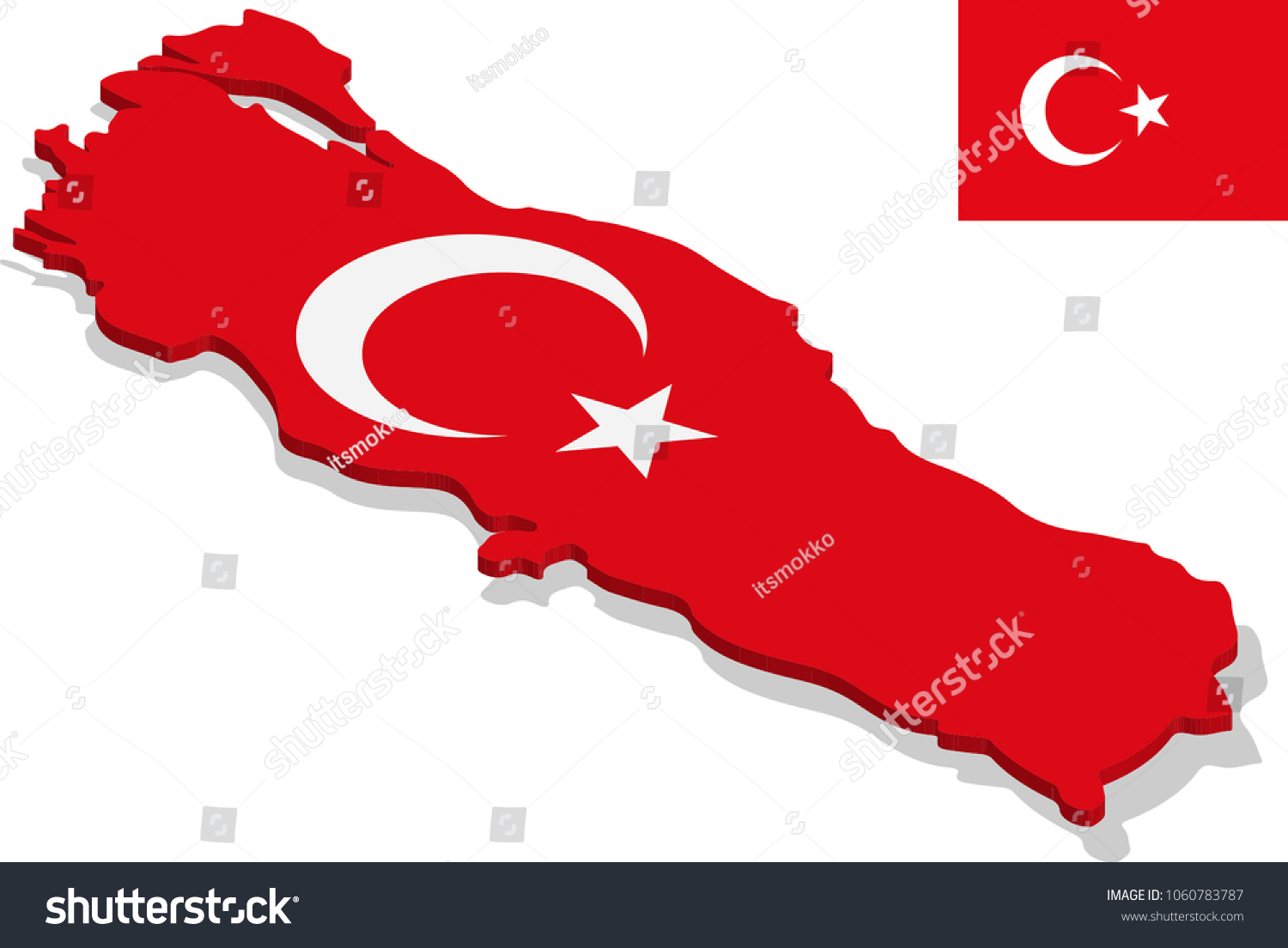 Isometric Map Turkey Flag Texture Capital Stock Vector Royalty Free