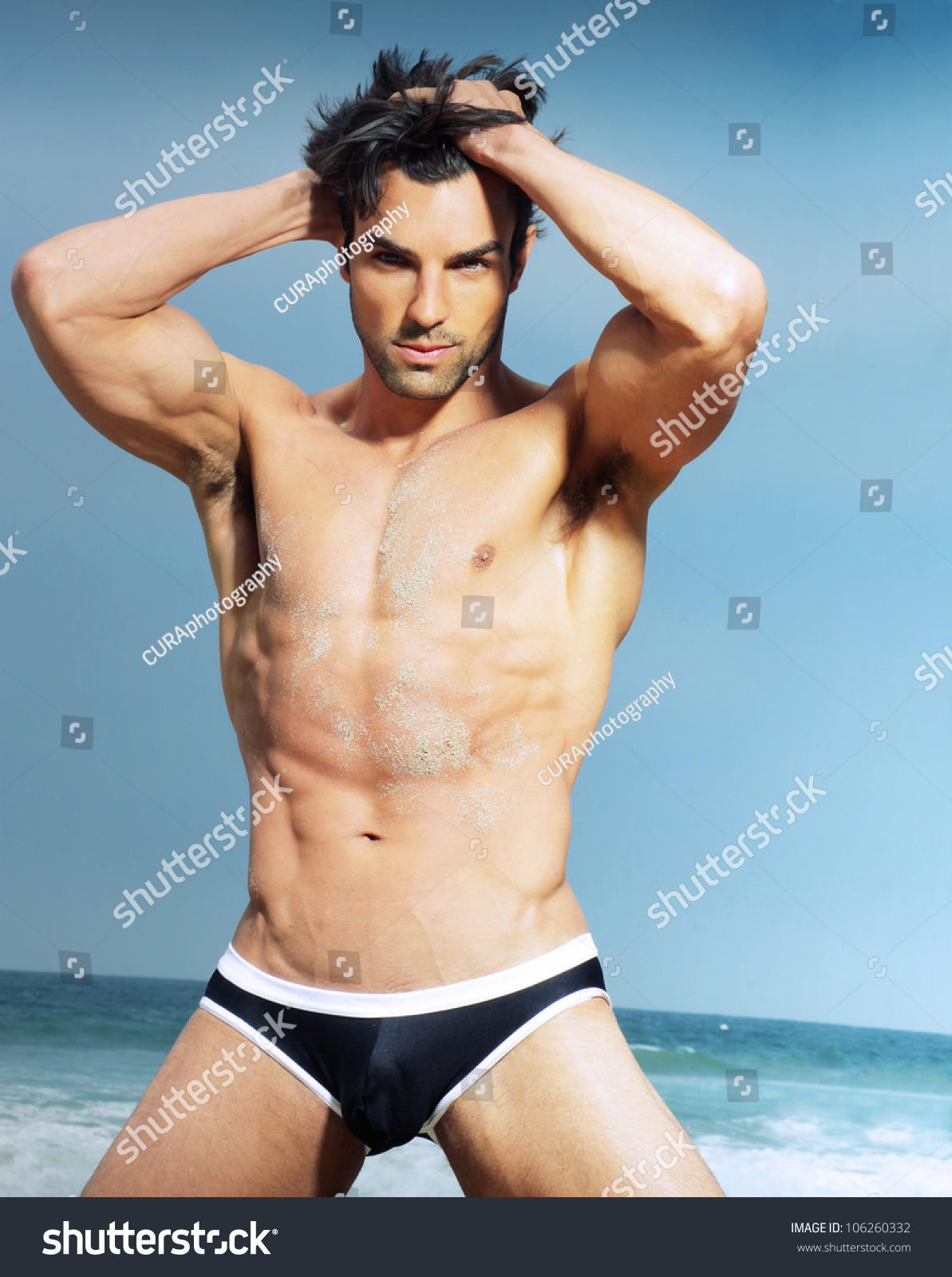 Sexy Man Posing Against Summer Background Stock Photo 106260332