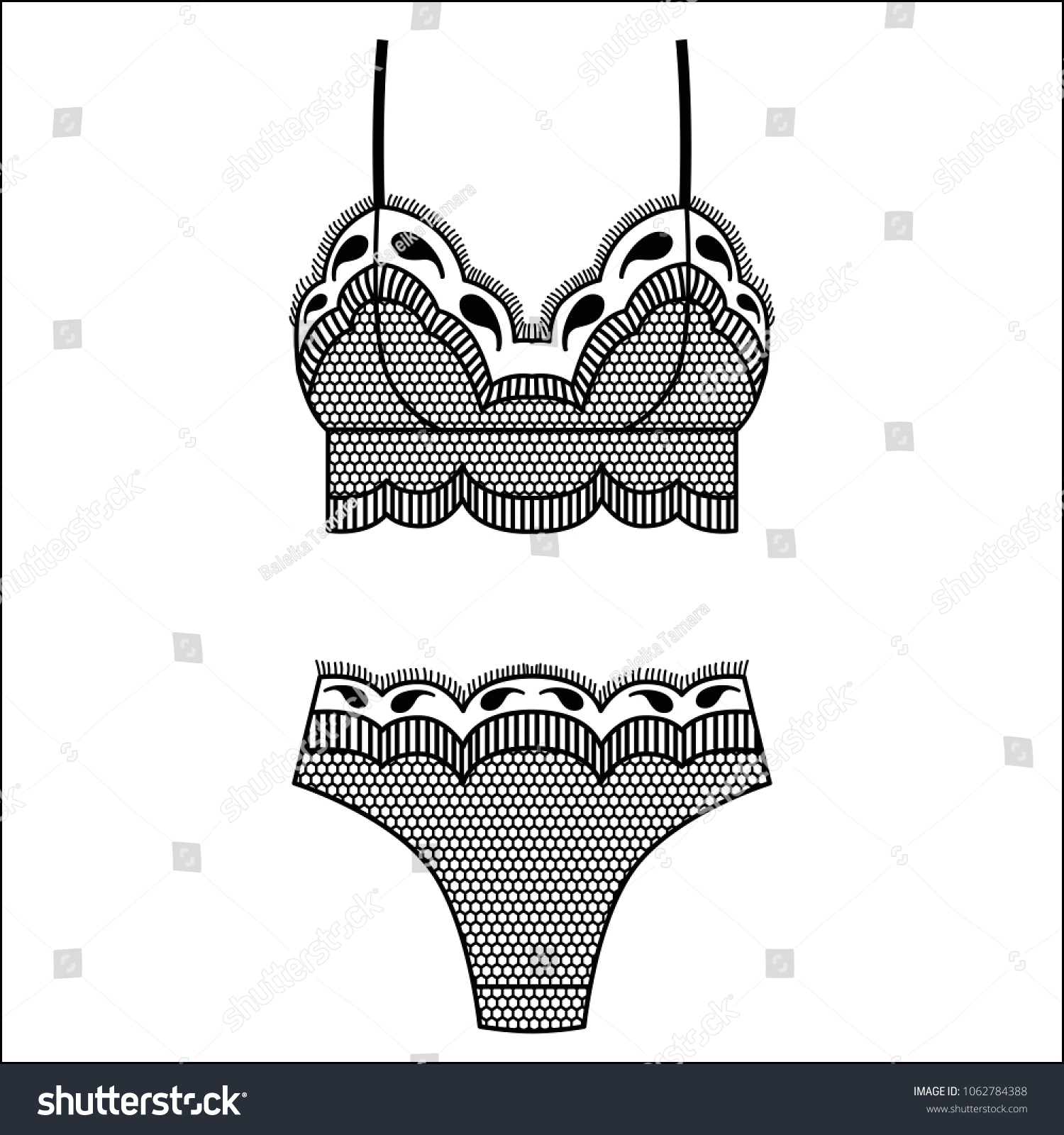 Hand Drawn Lingerie Panty Bra Set Stock Vector Royalty Free