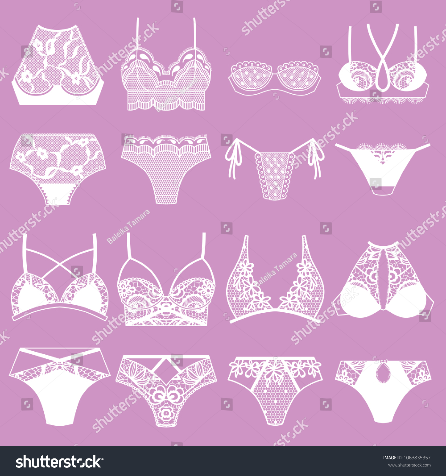 Collection Lingerie Panty Bra Set Vector Stock Vector Royalty Free