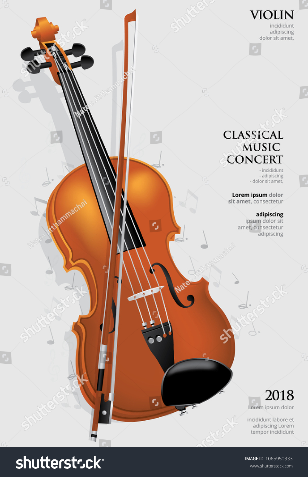 Classical Music Concept Violin Vector Illustration Stock Vector