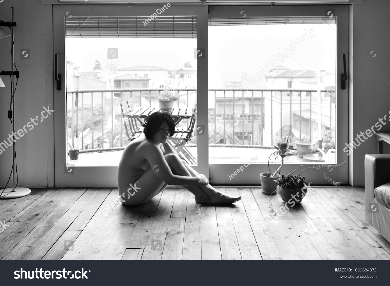 Sad Woman Naked Her House Stock Photo 1069684073 Shutterstock