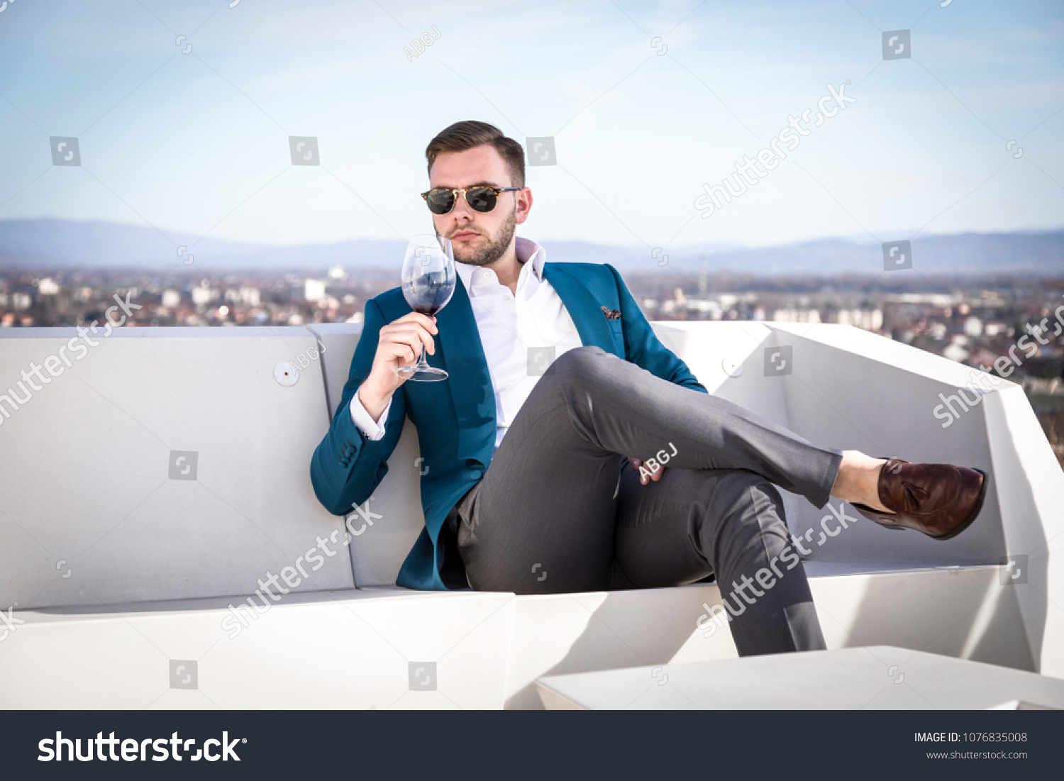 Man Millionaire Expensive Custom Tailored Suit Stock Photo 1076835008