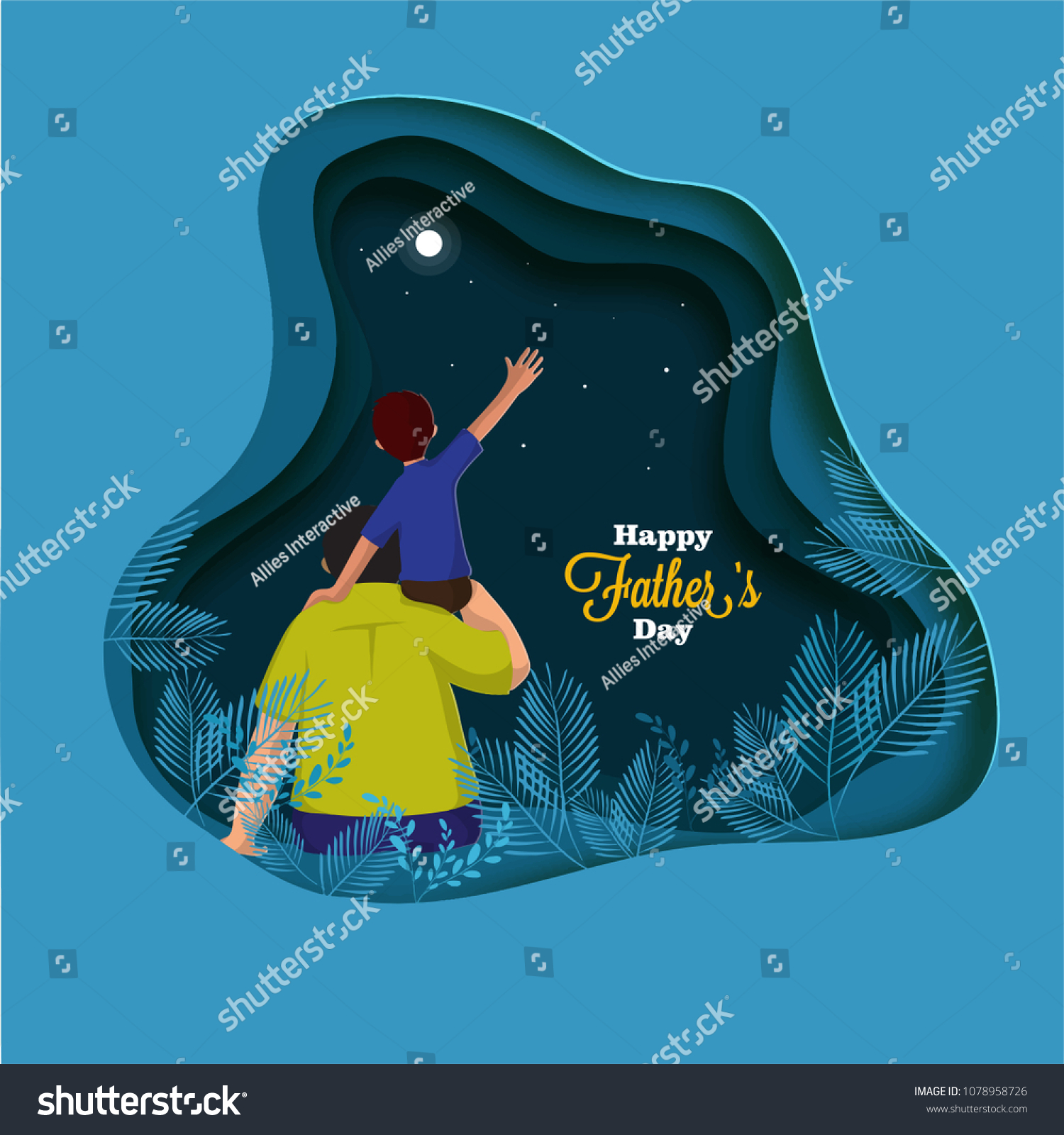 Son On His Father Shoulders Father Stock Vector Royalty Free