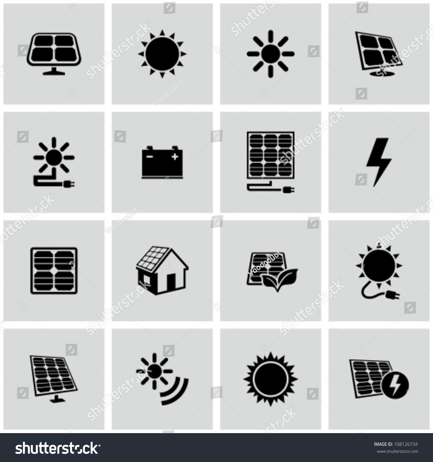 Solar Energy Icons Set Stock Vector Royalty Free 108126734 Shutterstock