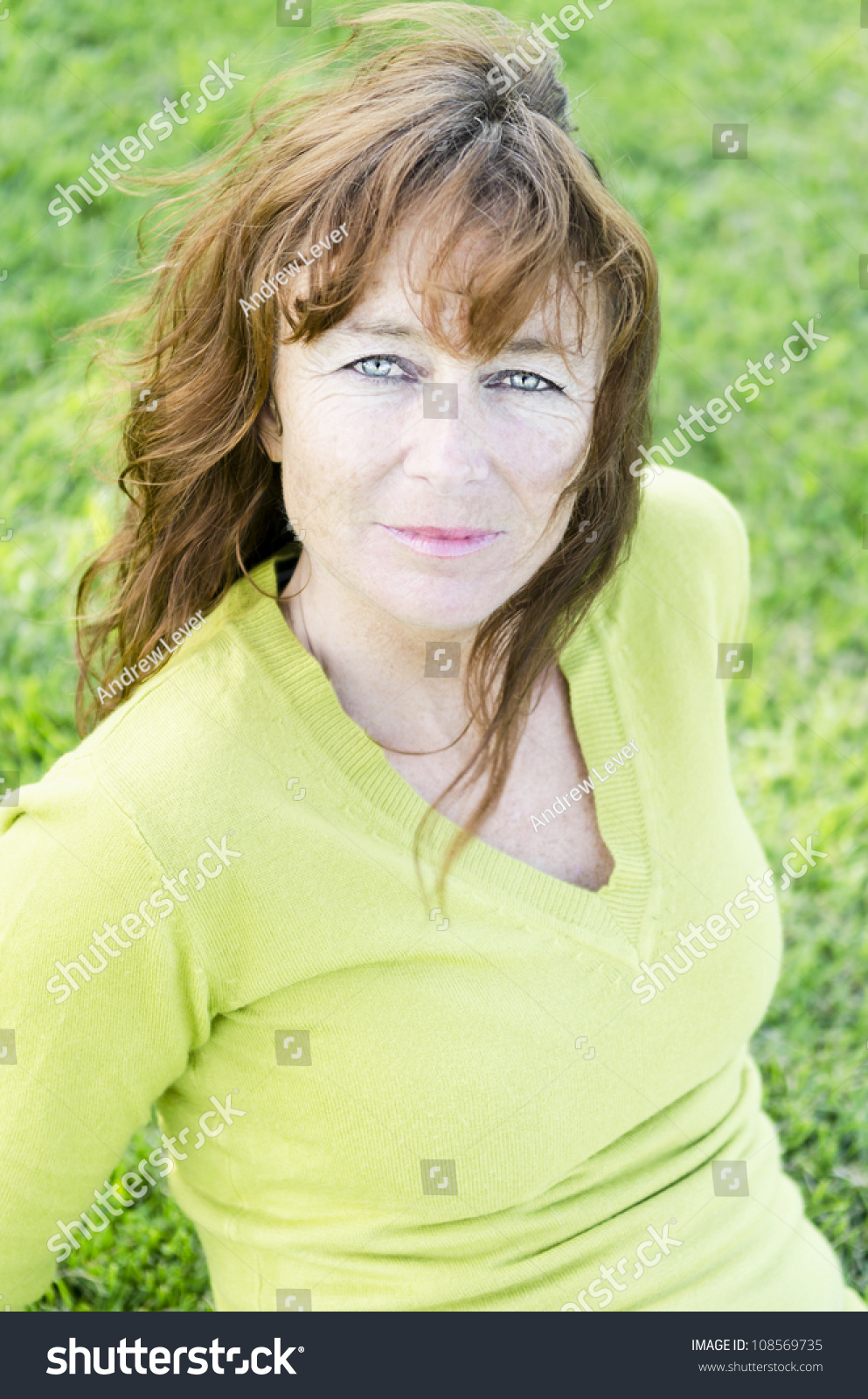 Color Portrait Photo Beautiful Mature Woman Stock Photo 108569735