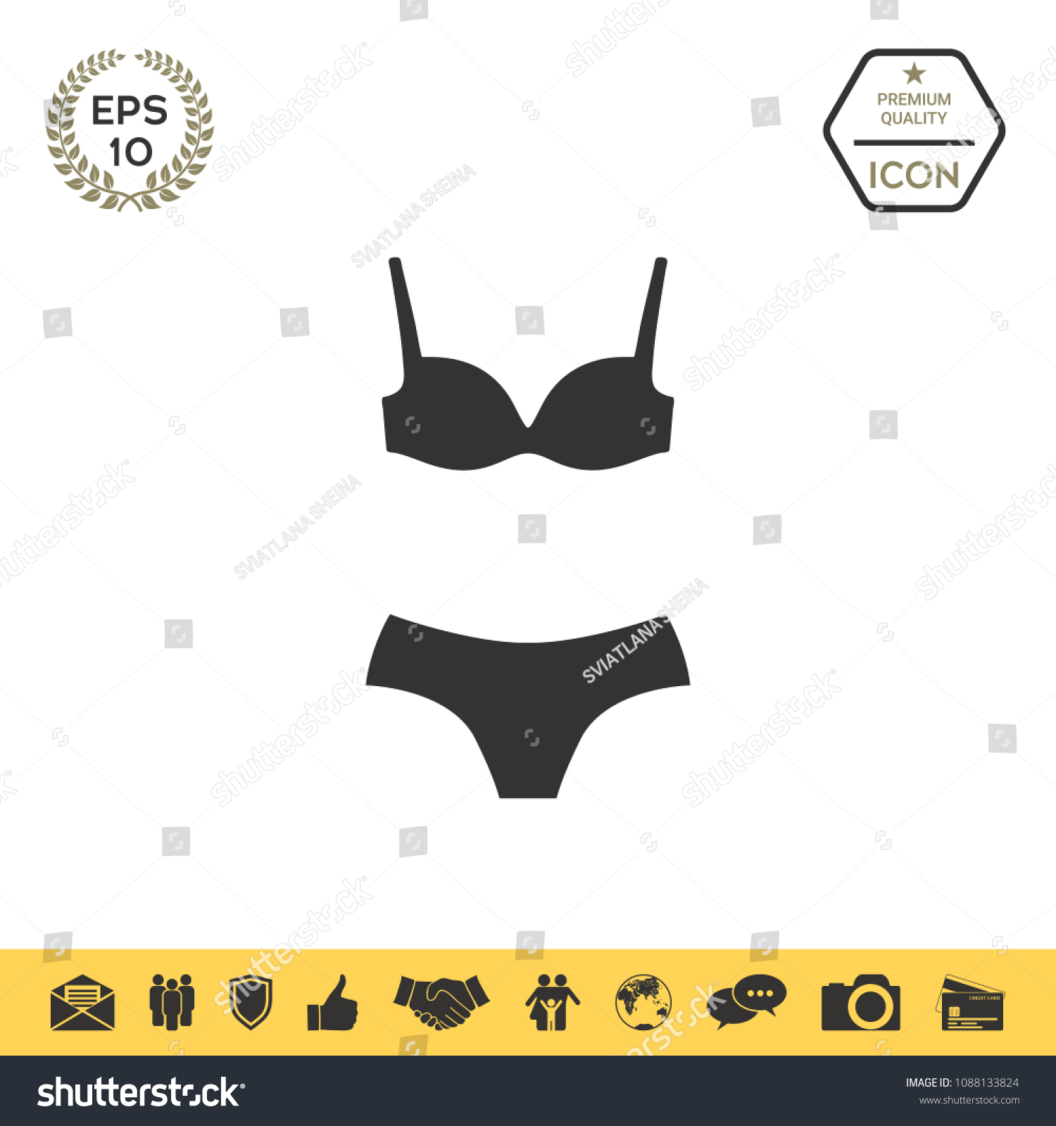 Set Lingerie Swimsuit Twopiece Bikini Silhouette Stock Vector Royalty