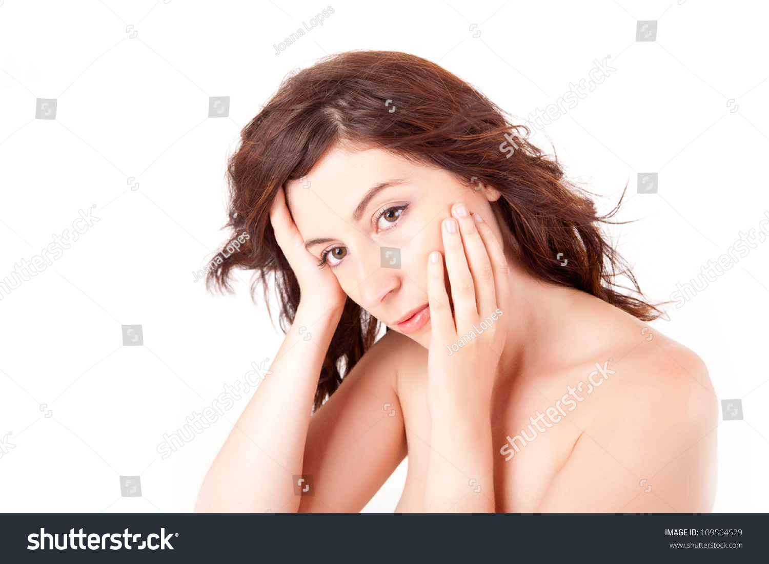 Beautiful Naked Woman Over White Background Stock Photo