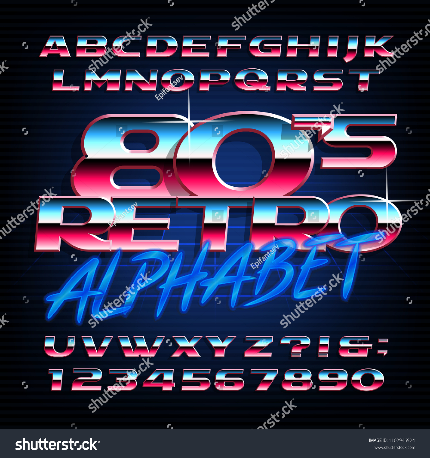 S Retro Alphabet Font Metallic Effect Vector De Stock Libre De