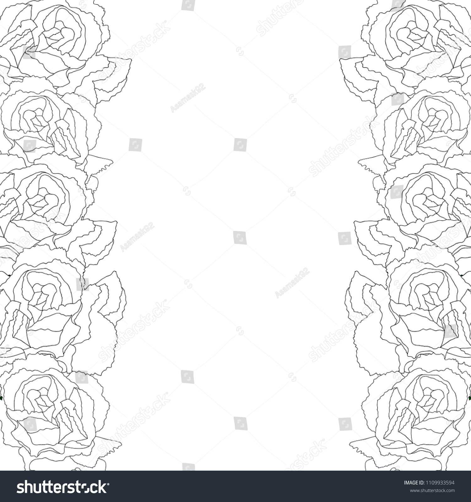 Carnation Flower Outline Border Dianthus Caryophyllus Stock Vector