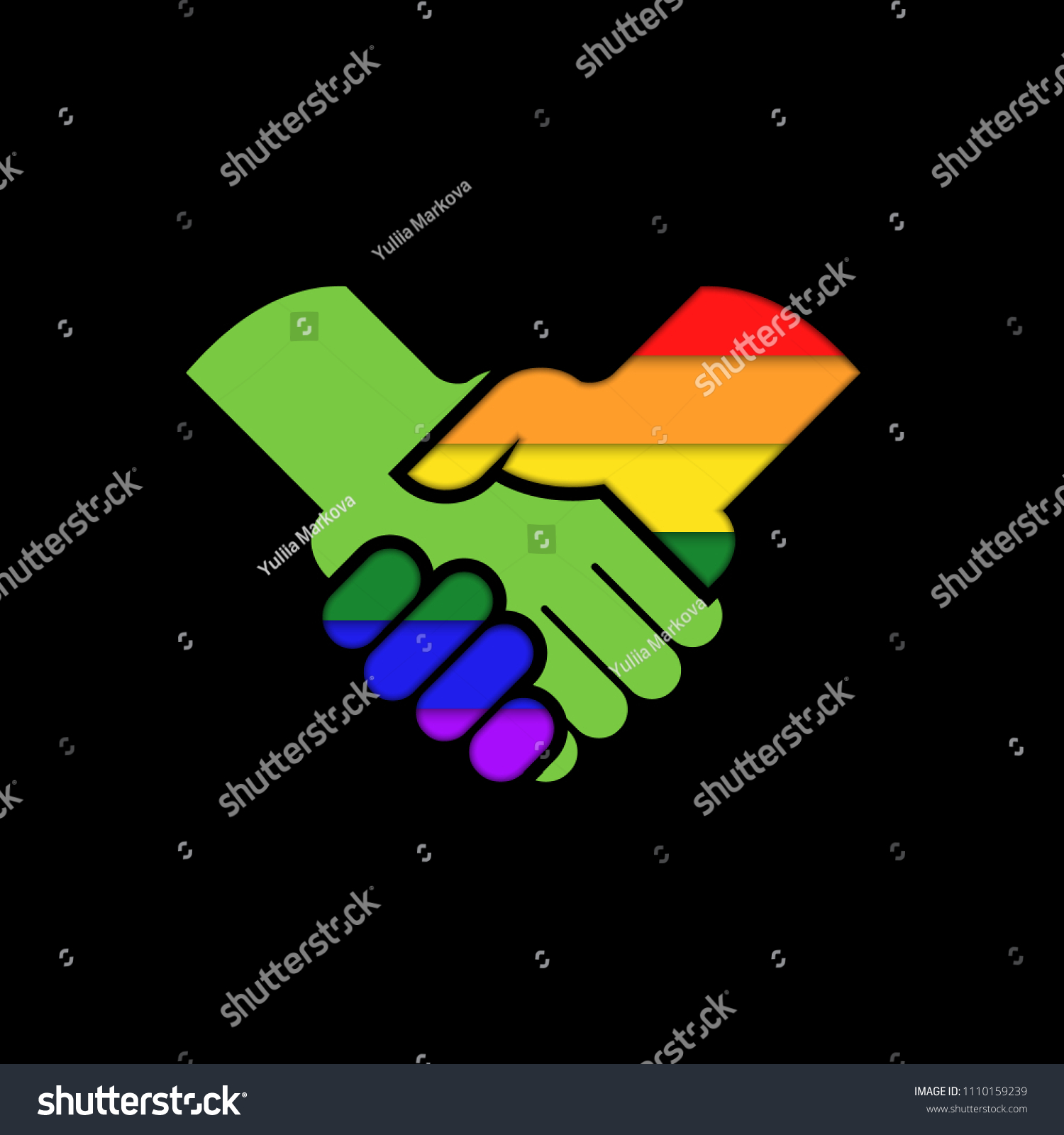 Lgbt Support Handshake Rainbow Colors Icon Stock Illustration