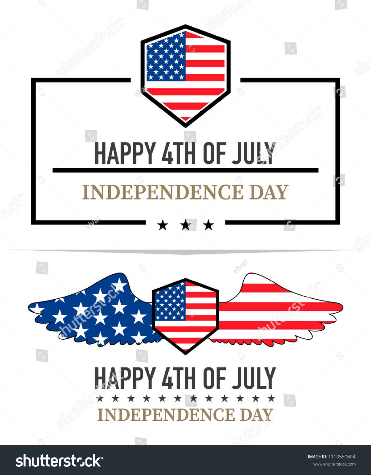 Independence Day Labels Vector Illustration On Stock Vector Royalty