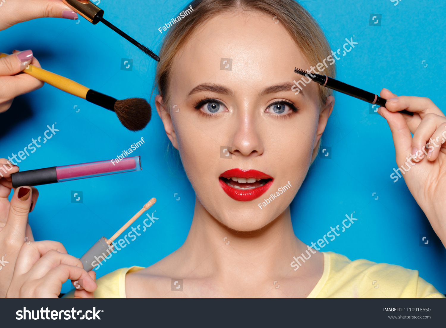 Beauty Portrait Smiling Beautiful Half Naked Stock Photo 1110918650