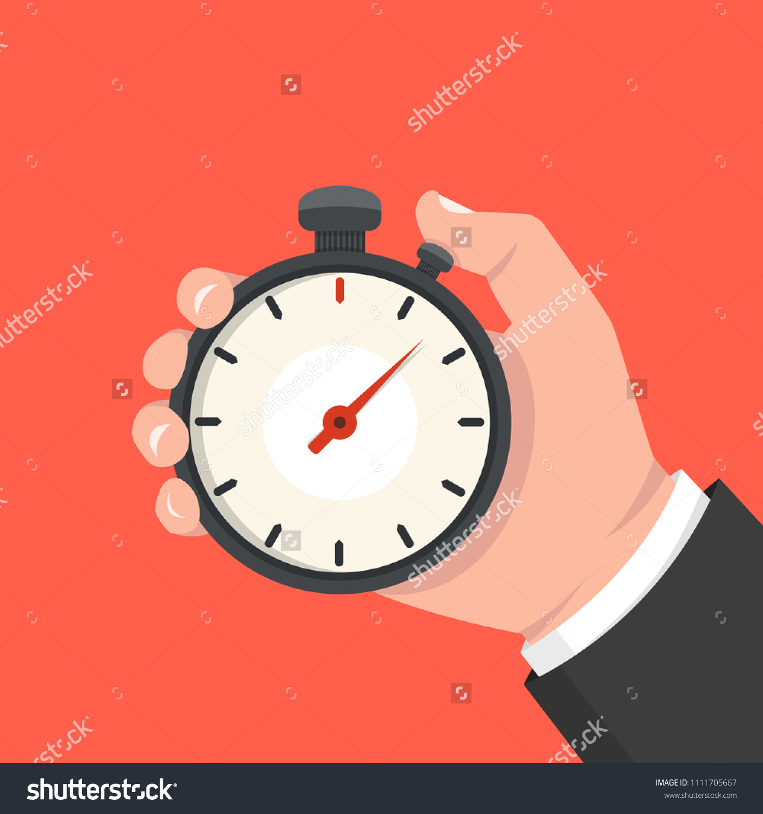 Male Hand Holding Stopwatch Time Management Stock Vector Royalty Free