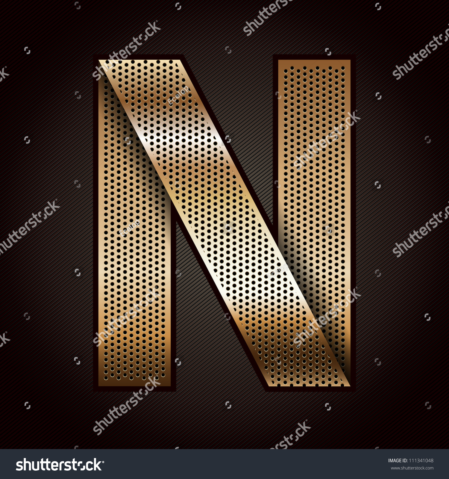 Letter Metal Gold Ribbon N Vector Stock Vector Royalty Free