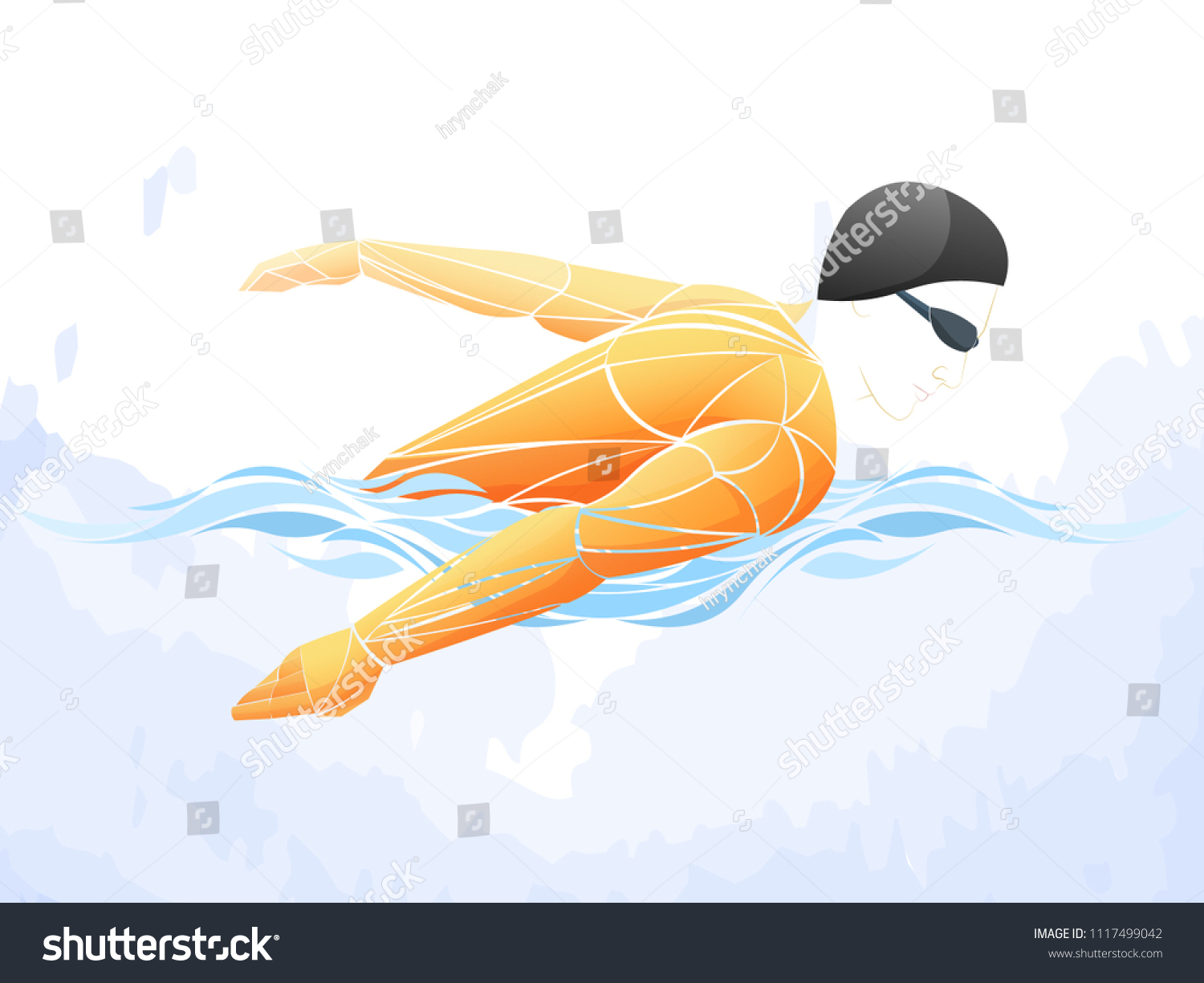 Swimmer Man Stylized Athlete Vector Stock Vector Royalty Free