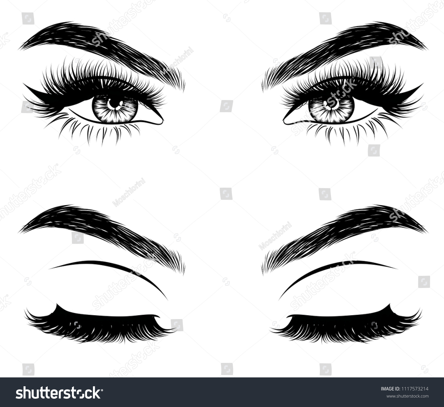 Handdrawn Womans Sexy Makeup Look Perfectly Stock Vector Royalty Free