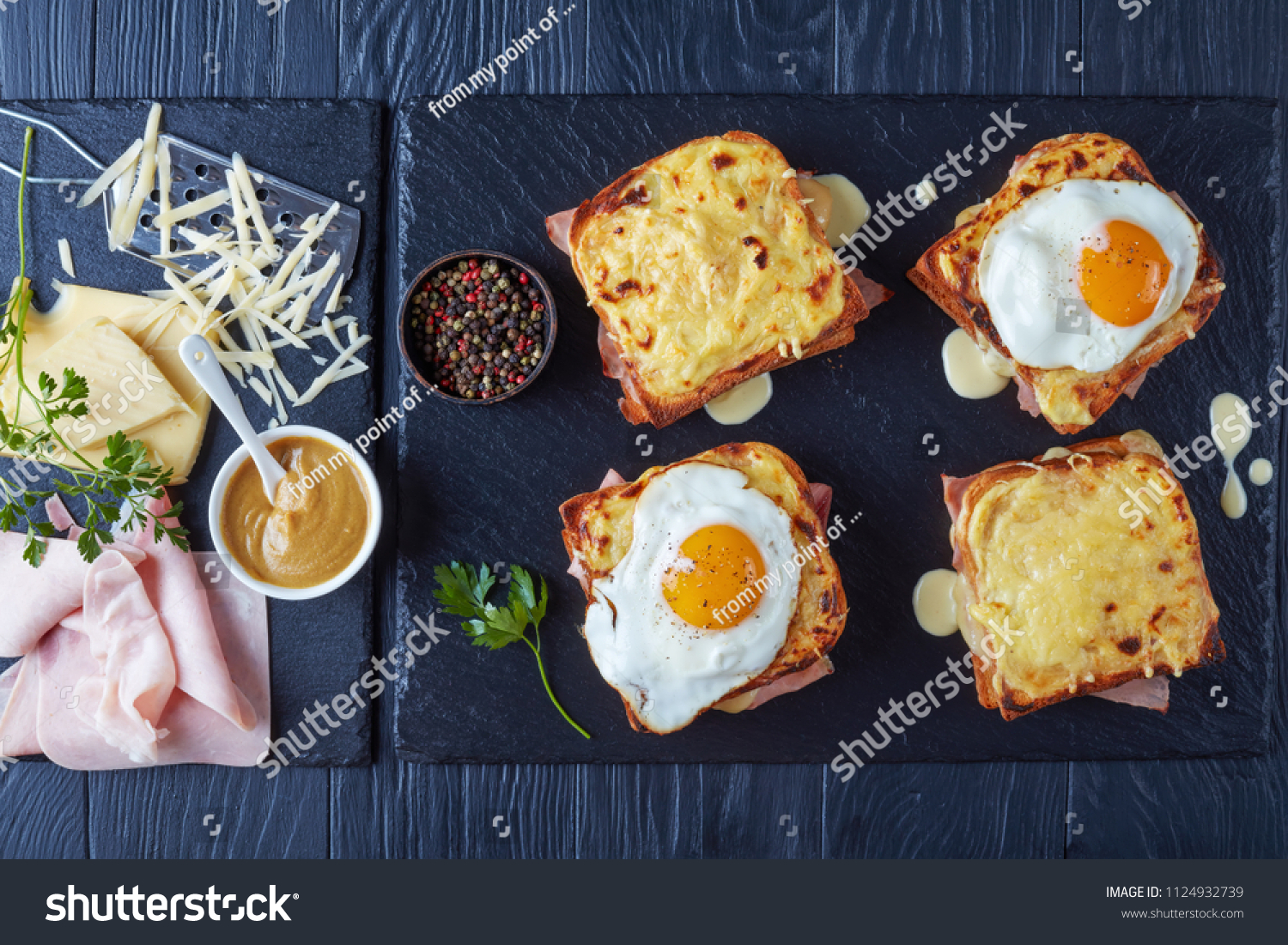 Hot French Toasts Croque Monsieur Croque Stock Photo