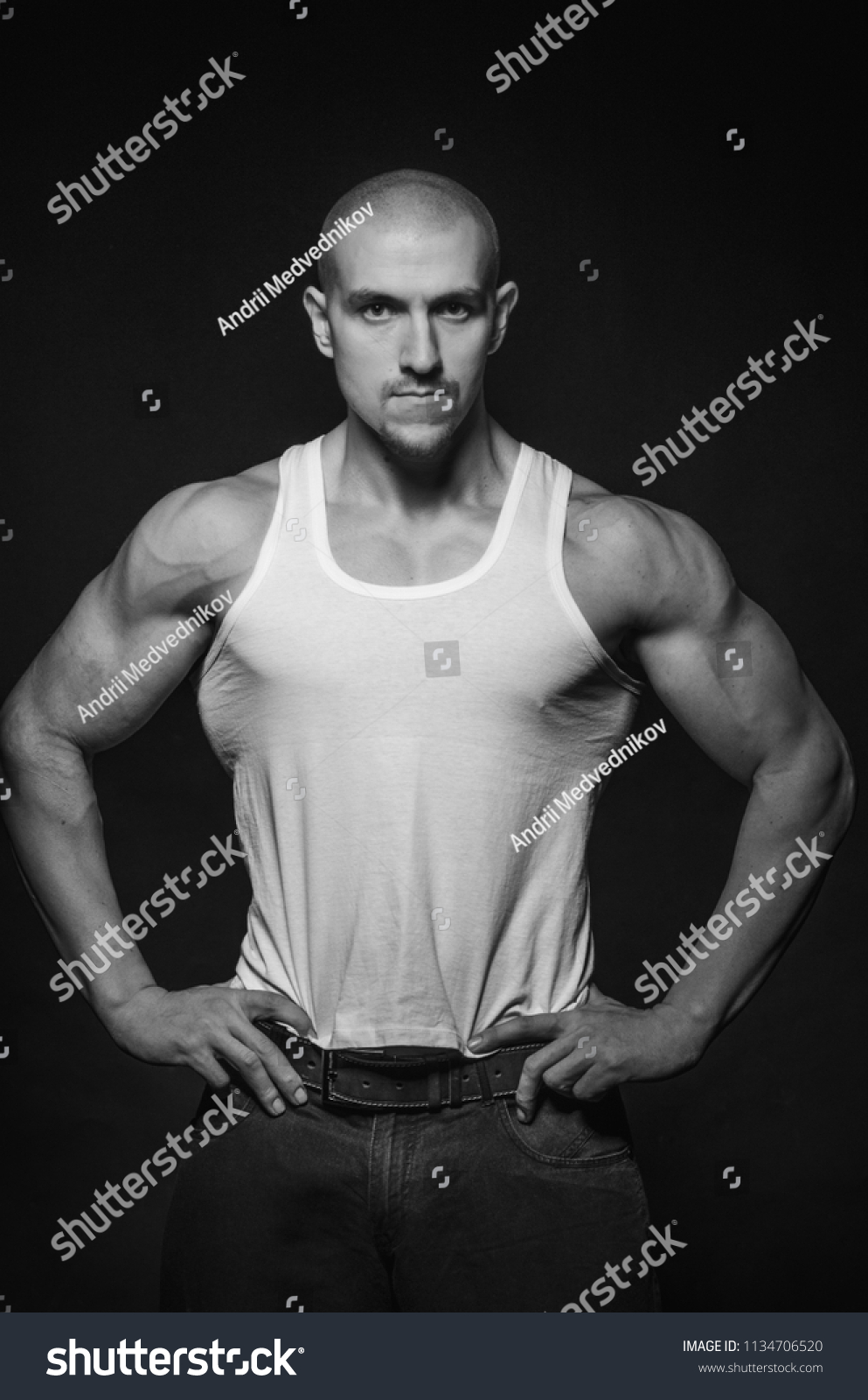 Sexy Bald Guy Poses Topless Studio Nh C S N Shutterstock