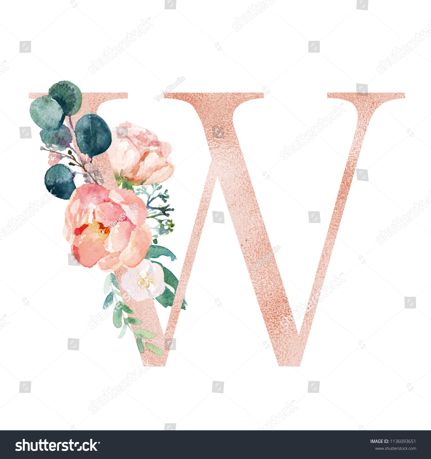 Floral Alphabet Blush Peach Color Letter