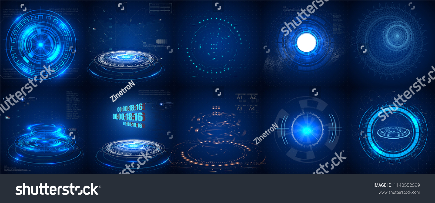 Hud Futuristic Element Set Circle Abstract Stock Vector Royalty Free