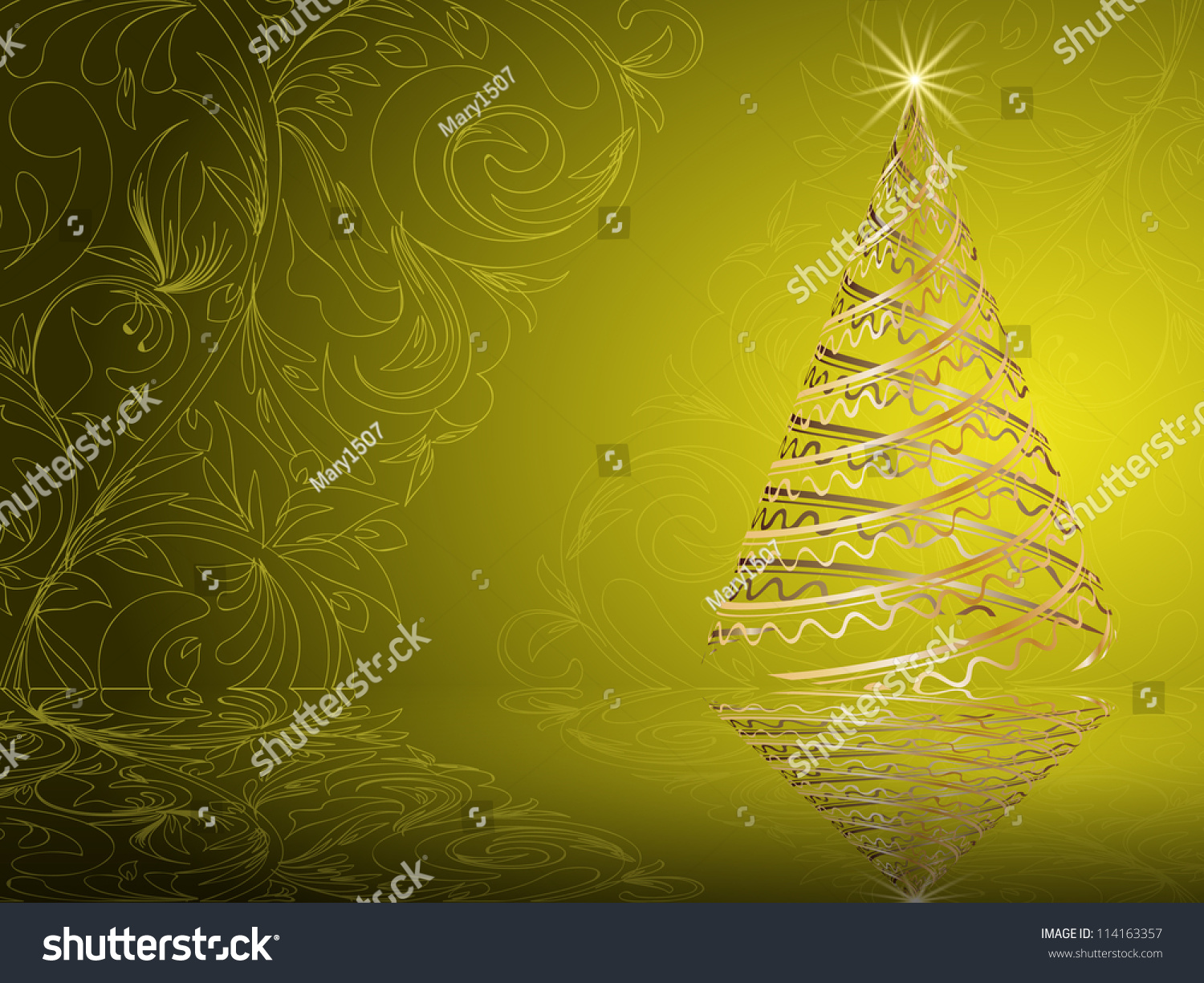 Stylized Vector Gold Christmas Tree On Stock Vector Royalty Free