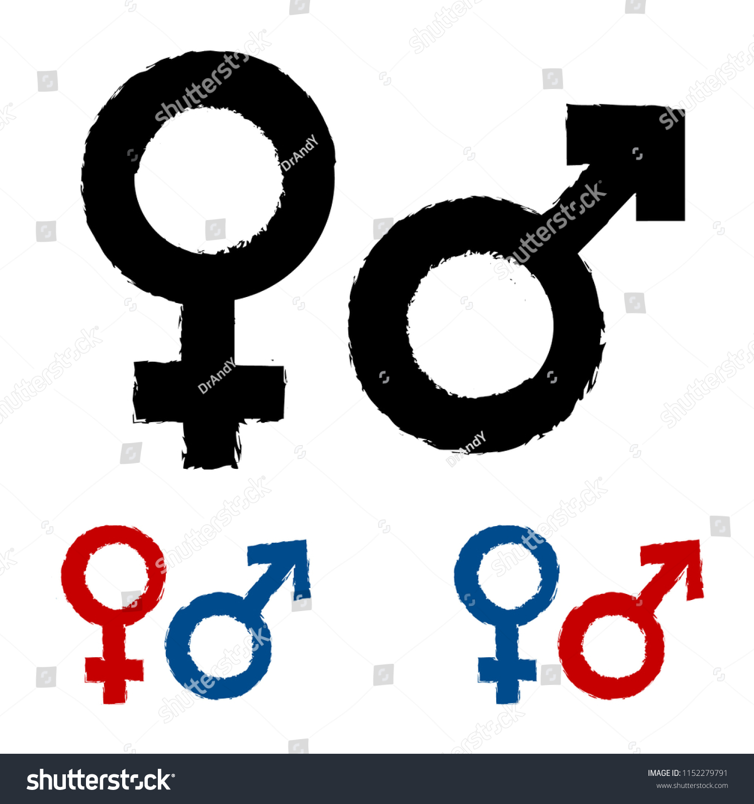 Set Male Female Gender Symbols Hand Stock Vector Royalty Free