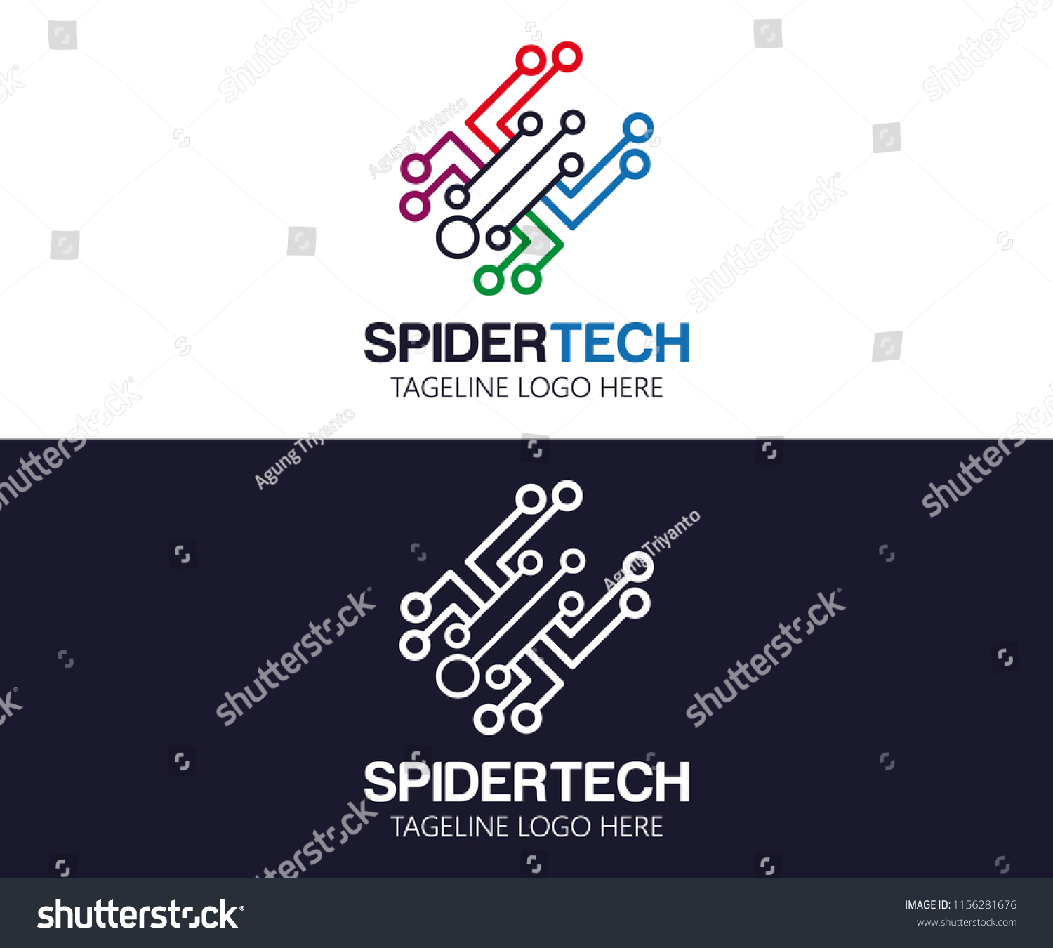 Spider Tech Logo Template Stock Vector Royalty Free