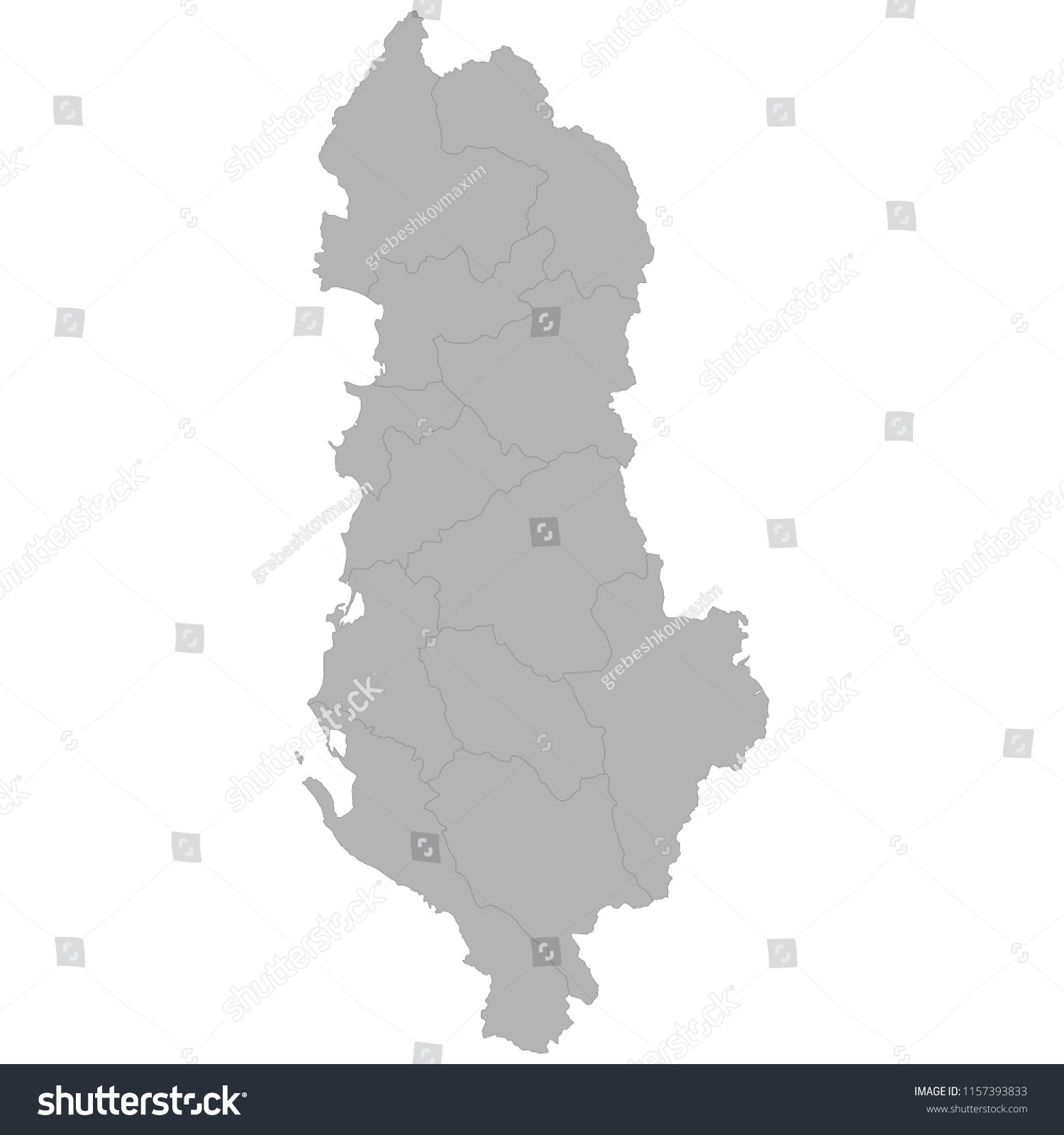 High Quality Map Albania Borders Regions Stock Vector Royalty Free Shutterstock