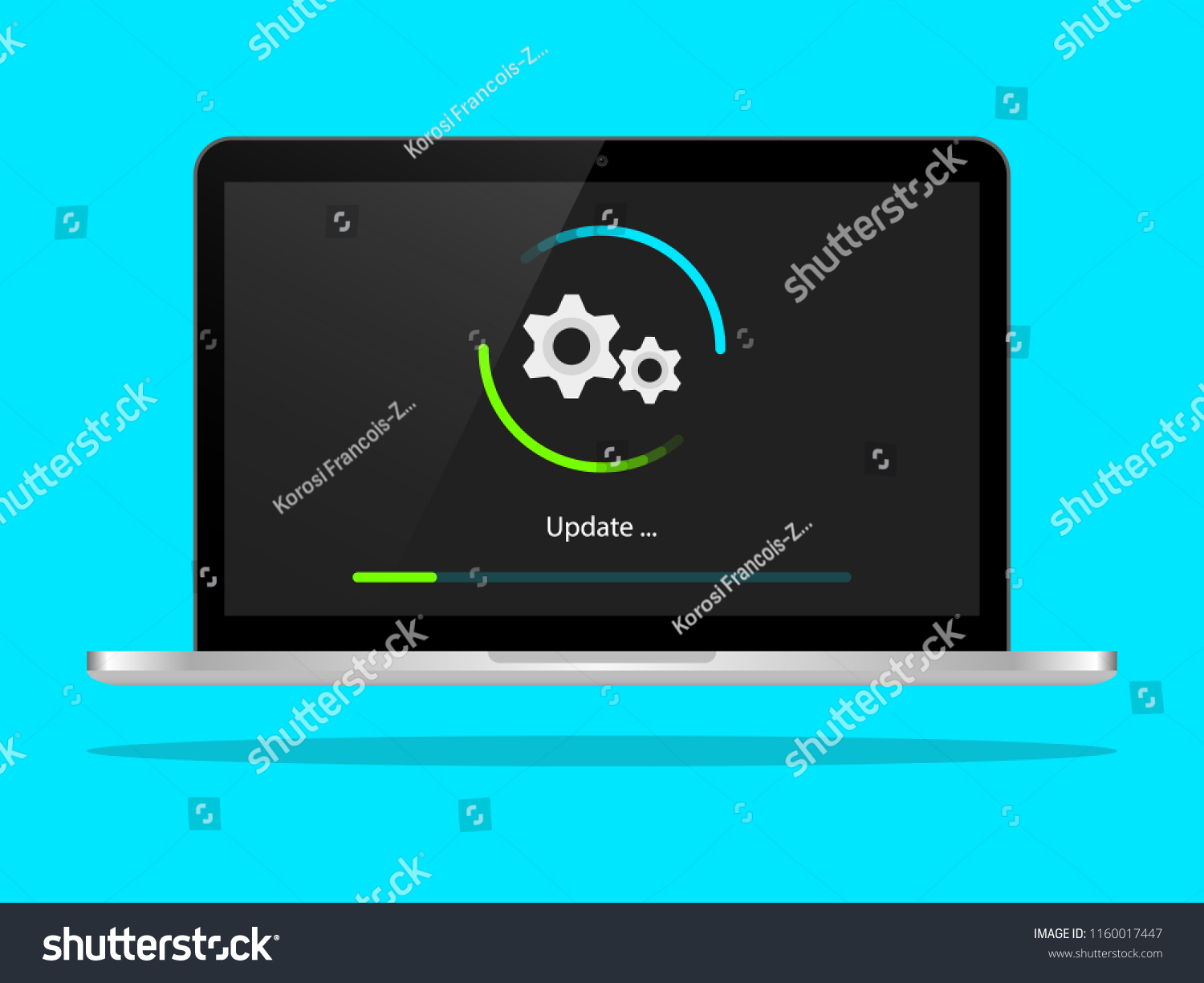 Laptop Software Update Process Illustration Flat Stock Vector Royalty