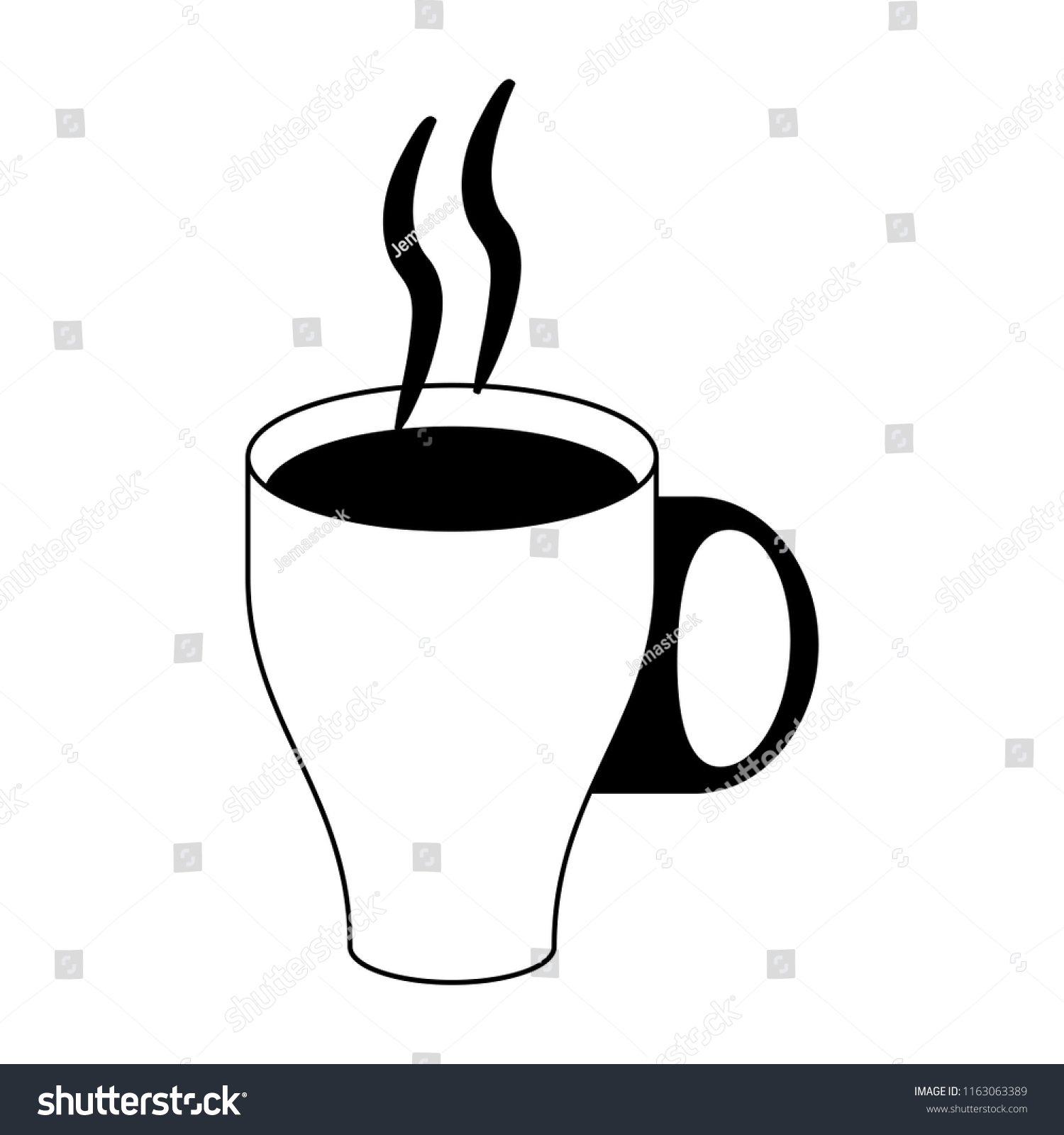 Hot Coffee Cup Black White Stock Vector Royalty Free