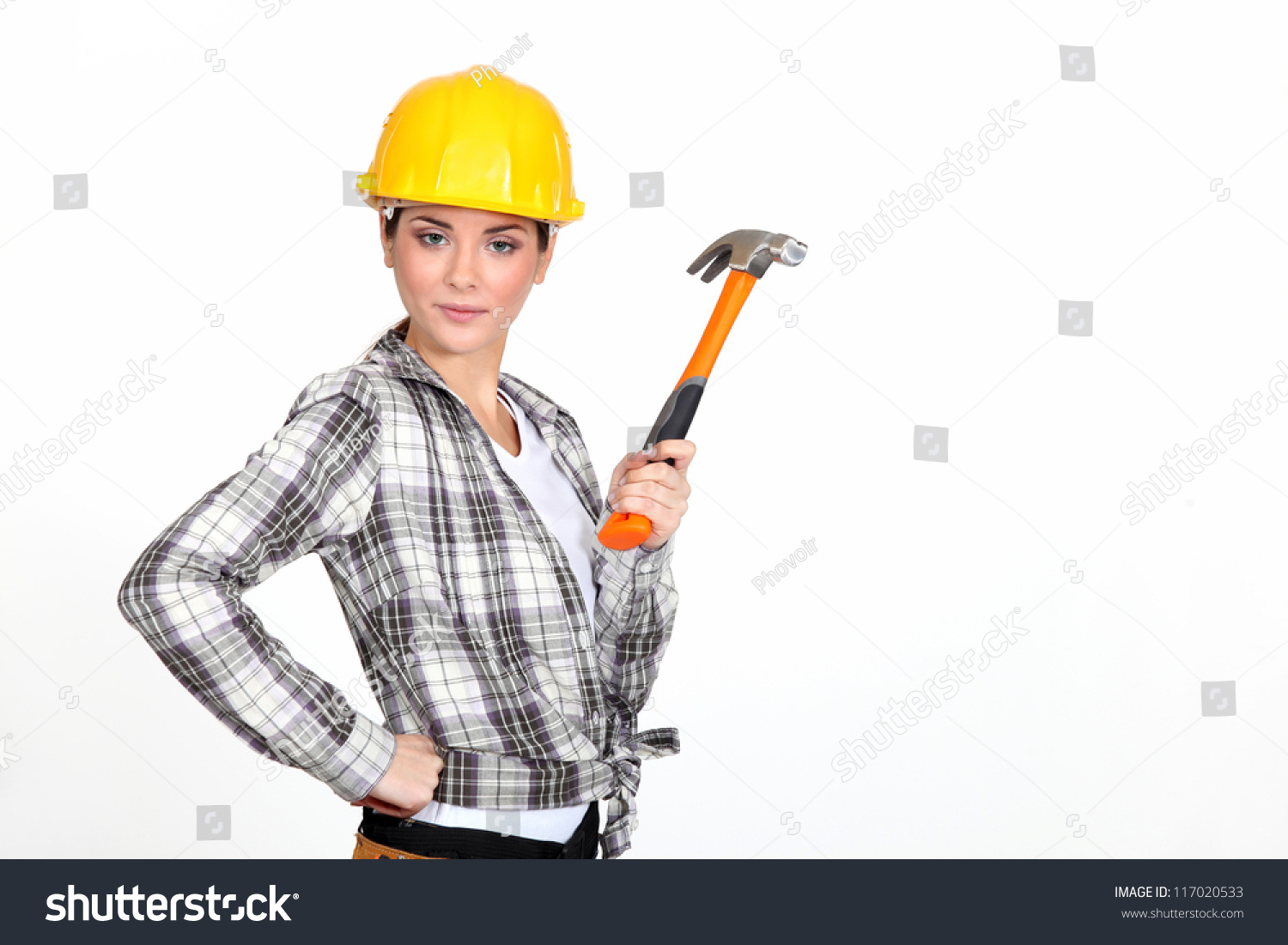 Woman Holding Hammer Stock Photo 117020533 Shutterstock