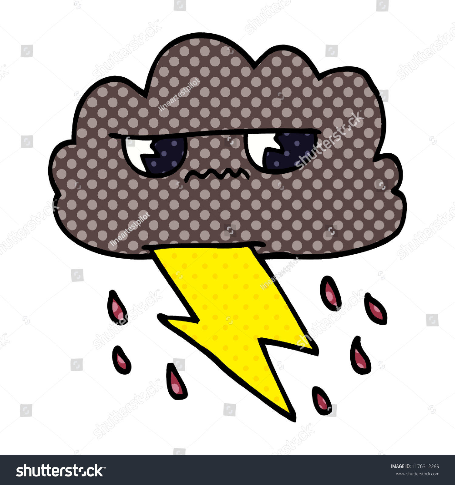 Cartoon Doodle Angry Storm Cloud Stock Vector Royalty Free