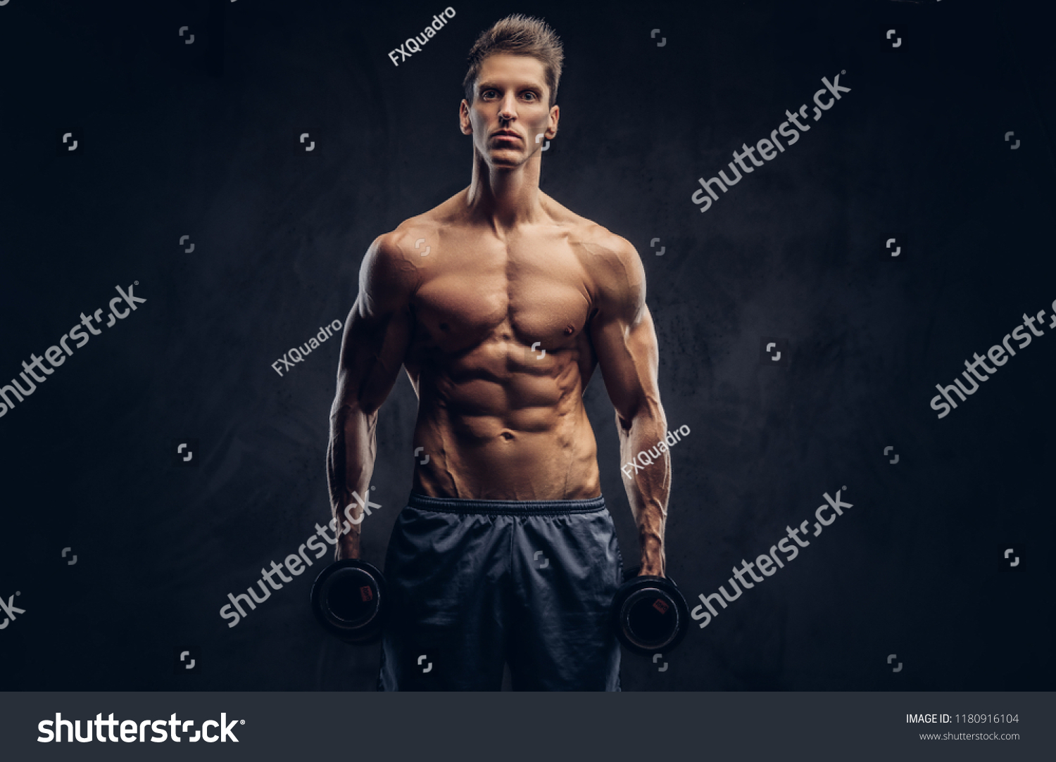 Handsome Shirtless Man Stylish Hair Muscular Stock Photo 1180916104