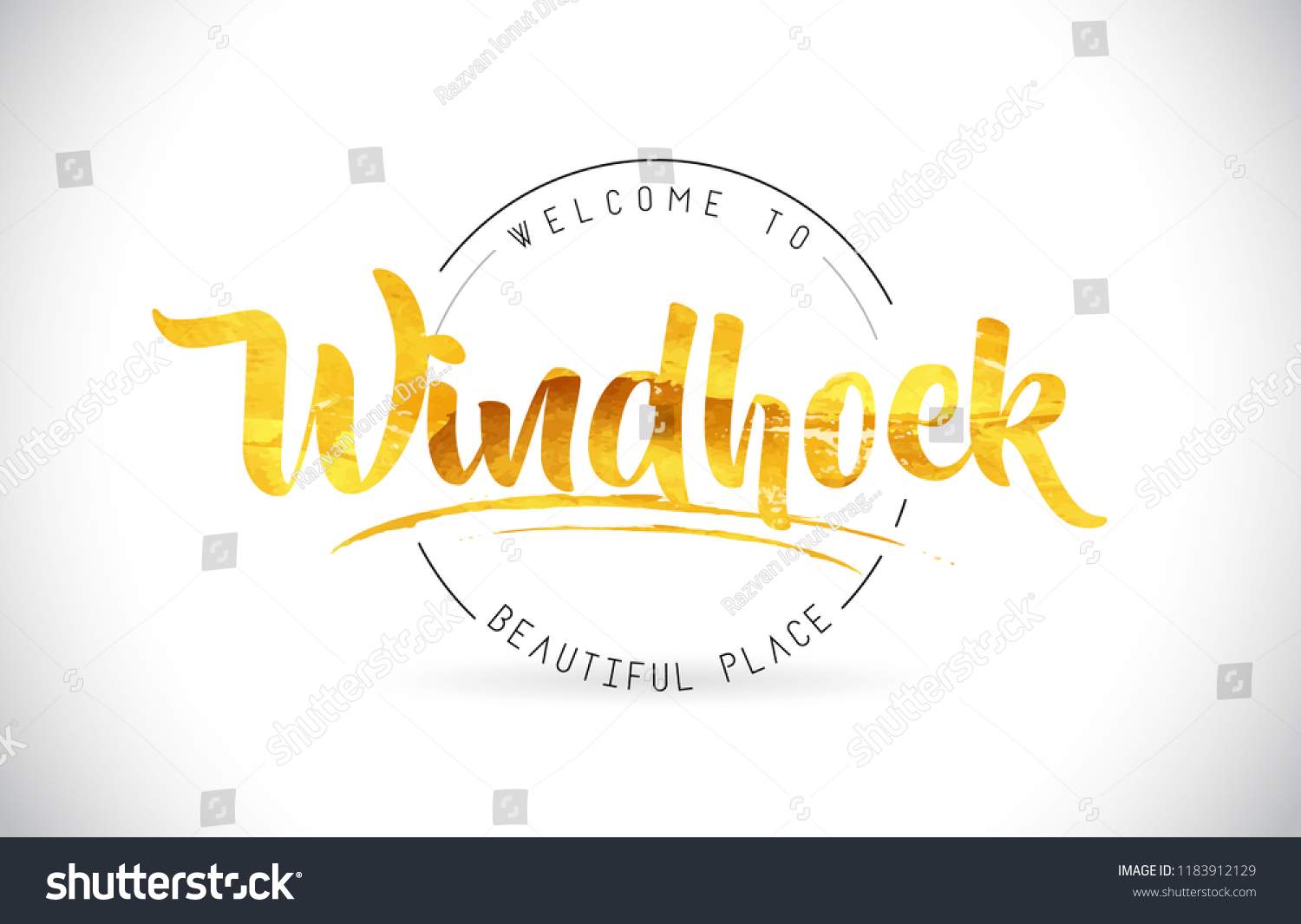 Windhoek Welcome Word Text Handwritten Font Stock Vector Royalty Free