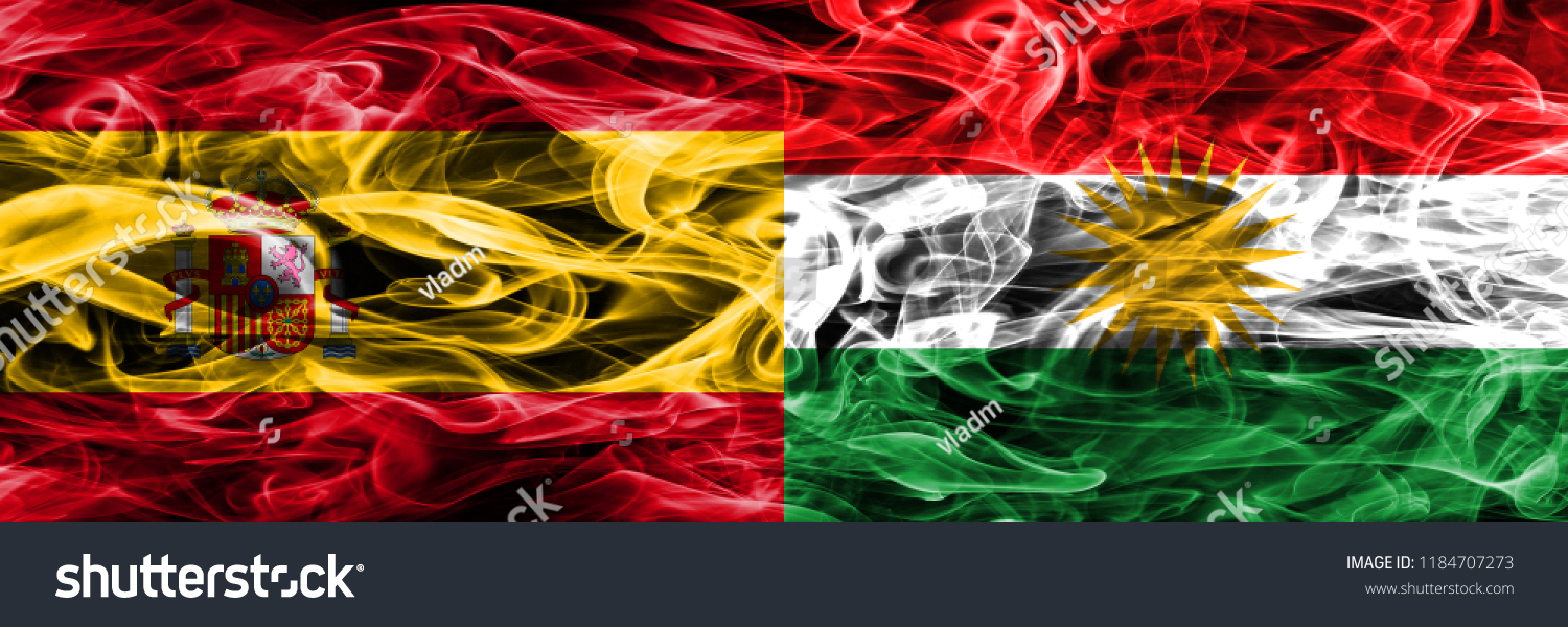 Spain Vs Kurdistan Smoke Flags Placed Stock Photo 1184707273 Shutterstock