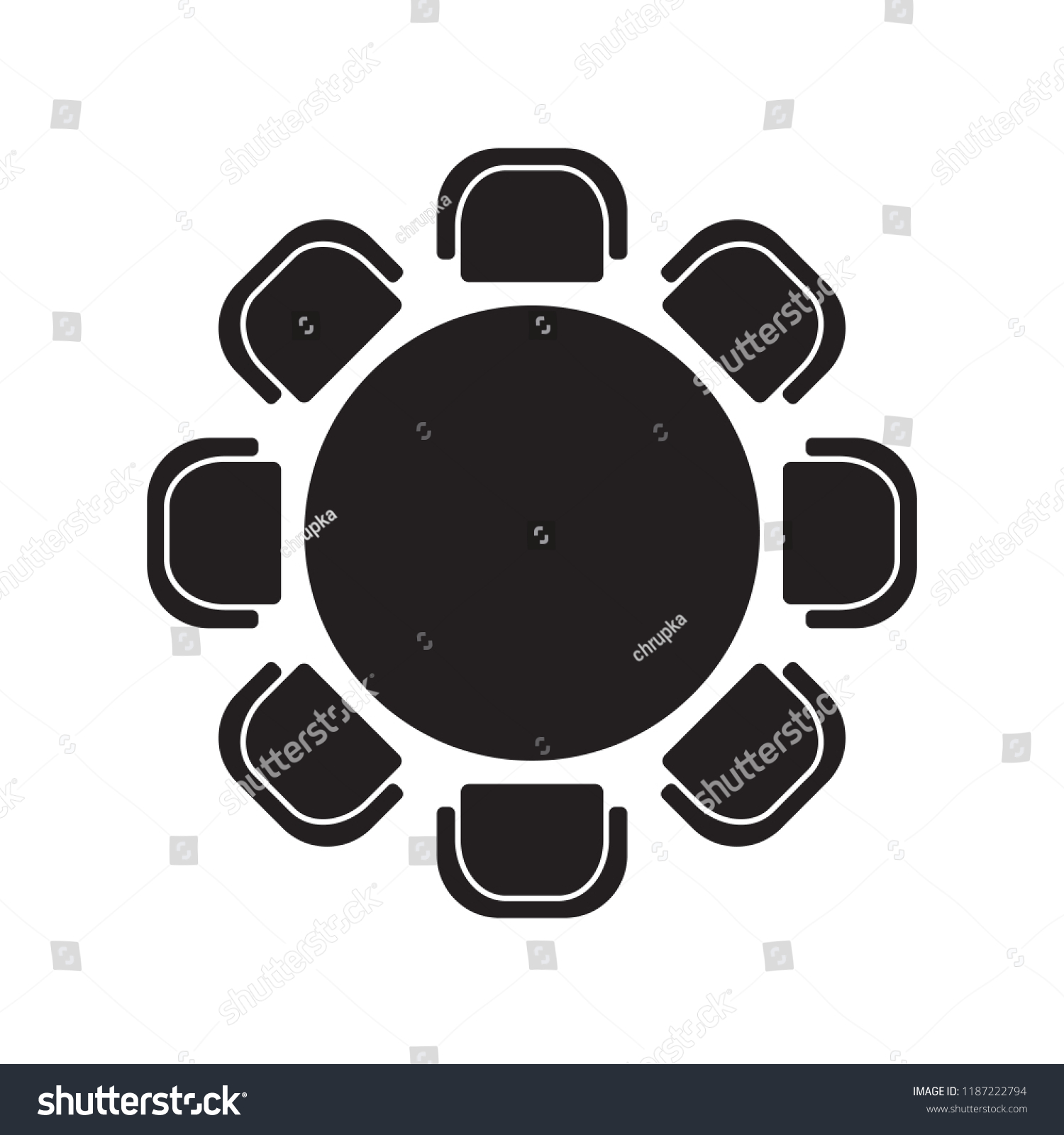 Round Table Chairs Icon Vector Illustration Stock Vector Royalty Free