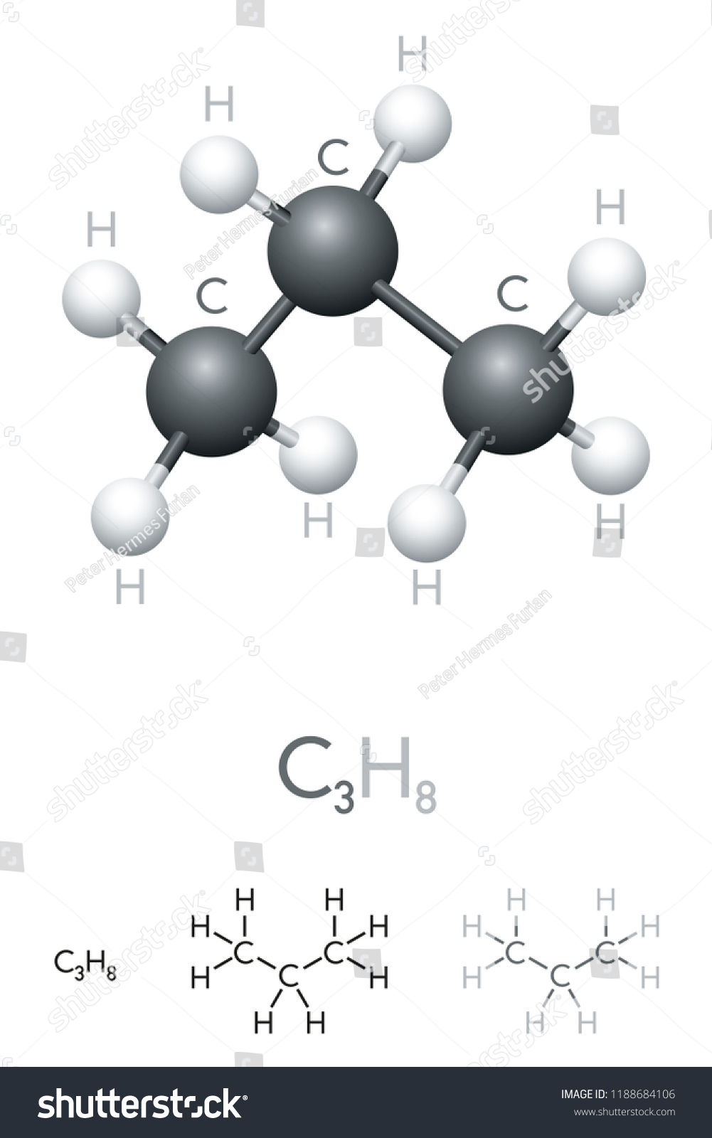 Propane C H Molecule Model Chemical Formula Stock Vector Royalty Free