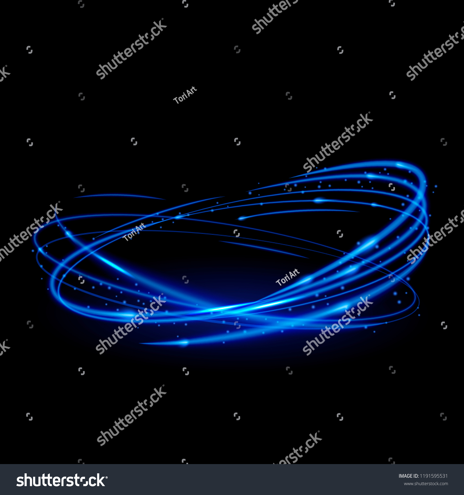 Neon Blue Circles Isolated Light Effect Stock Vector Royalty Free