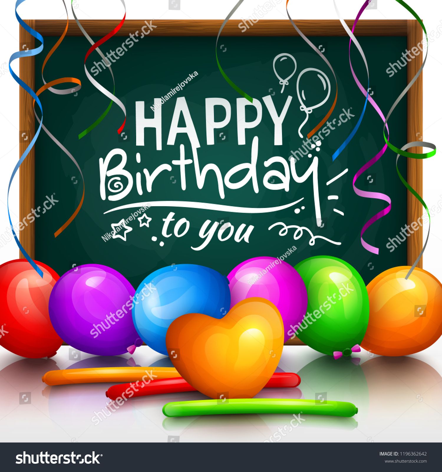 Happy Birthday Greeting Card Party Multicolored Stock Illustration