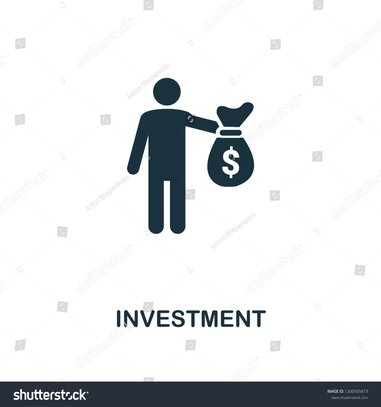 Investment Icon Monochrome Style Design Fintech Stock Illustration