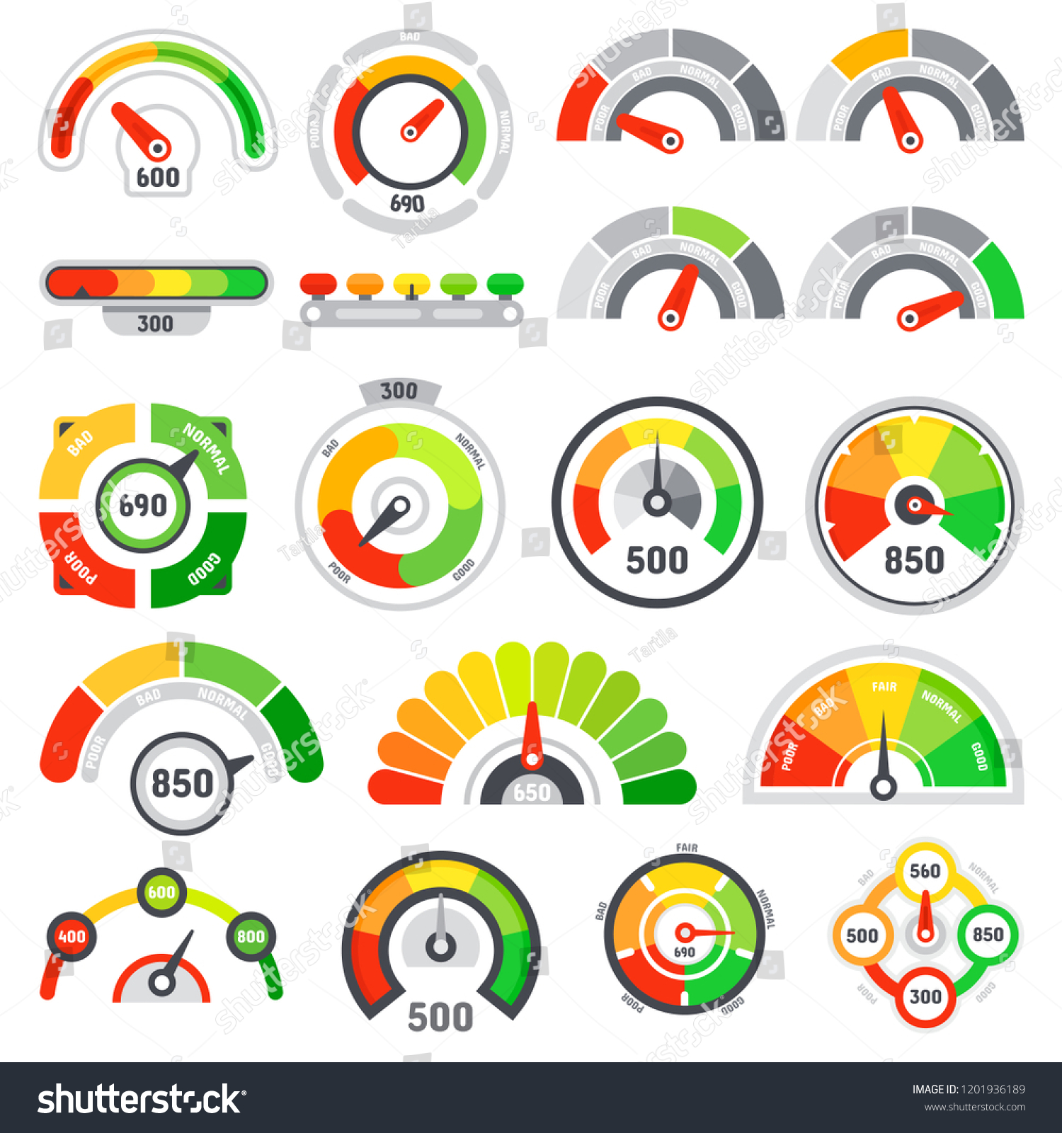 Credit Score Speedometer Goods Rating Indication Stock Vector Royalty