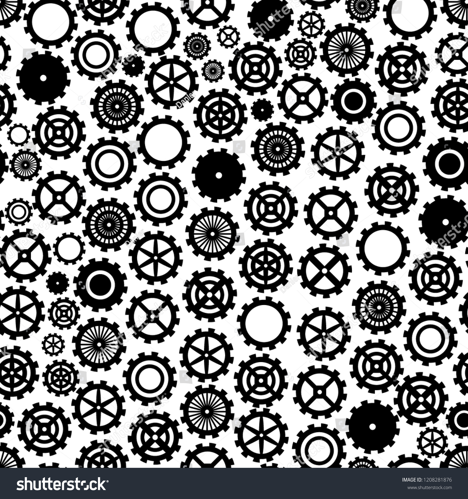 Cogwheels Background Seamless Pattern Black White Stock Vector Royalty