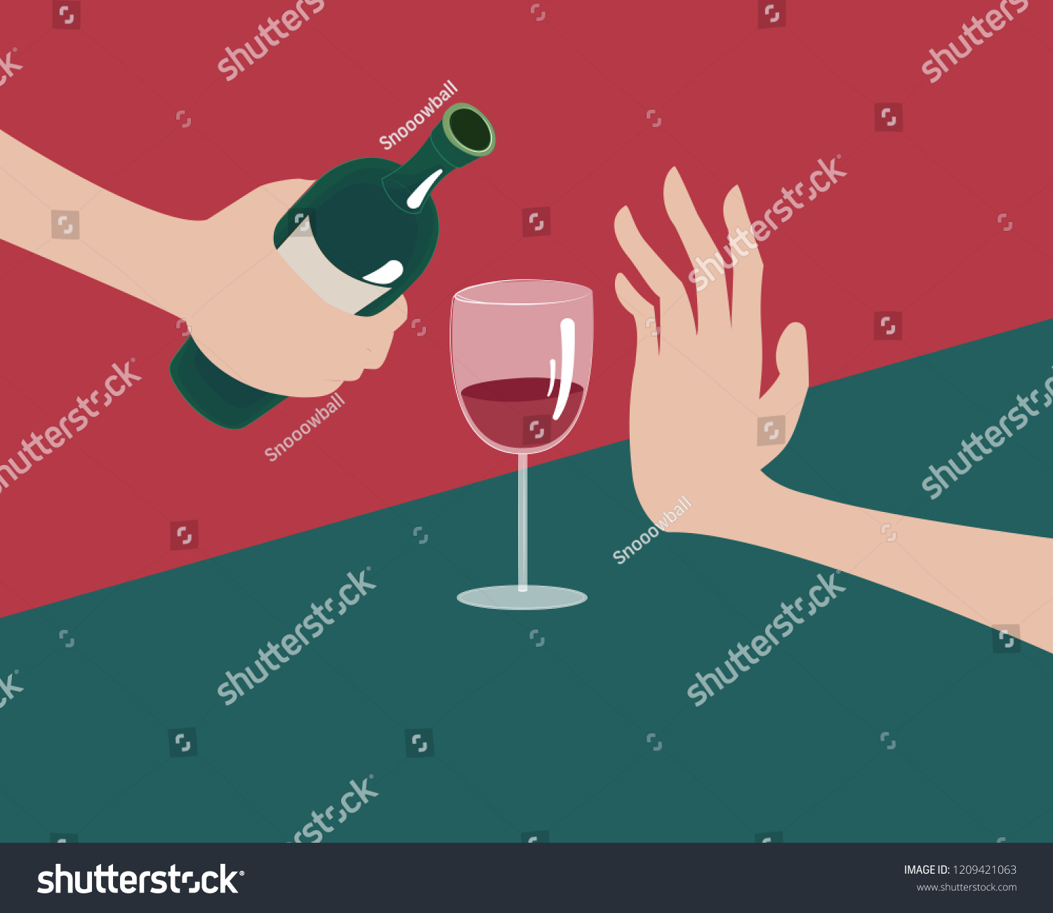 Rejecting Offered Alcohol No Alcohol Concept Stock Vector Royalty Free