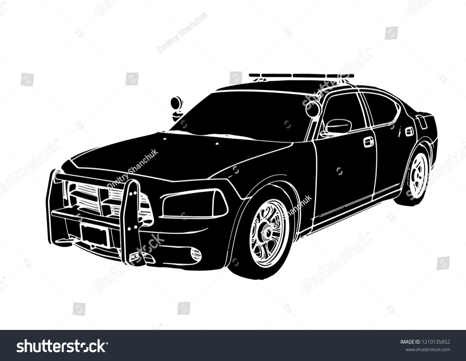 Silhouette Police Car Vector Stock Vector Royalty Free