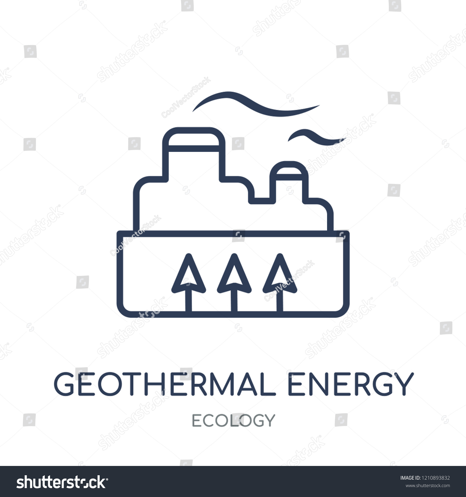 Geothermal Energy Icon Geothermal Energy Linear Stok Vektör Telifsiz