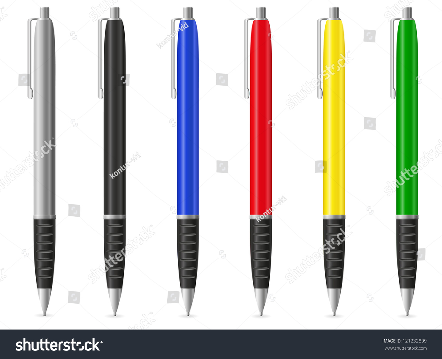 Colour Fountain Pens Vector Illustration Isolated Stock Vector Royalty