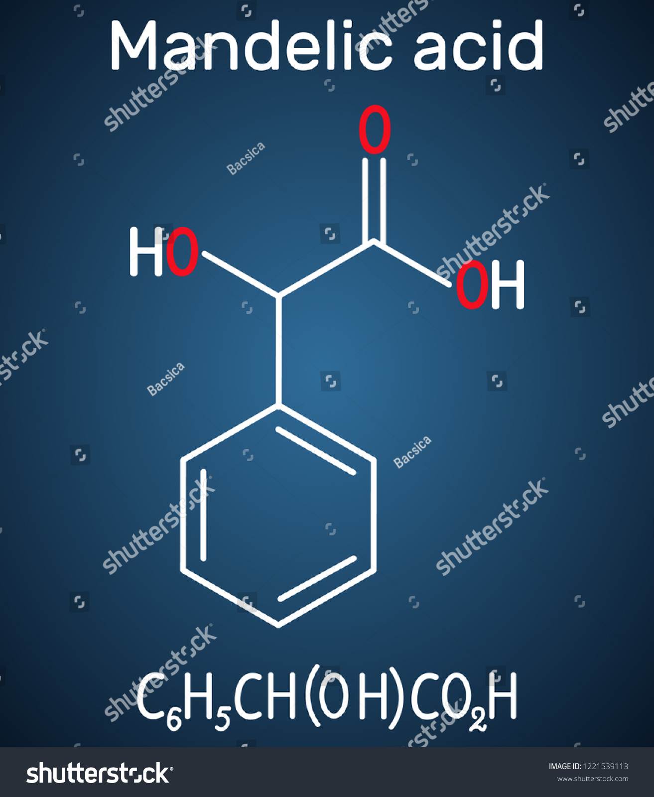 Mandelic Acid Molecule Structural Chemical Formula Stock Vector