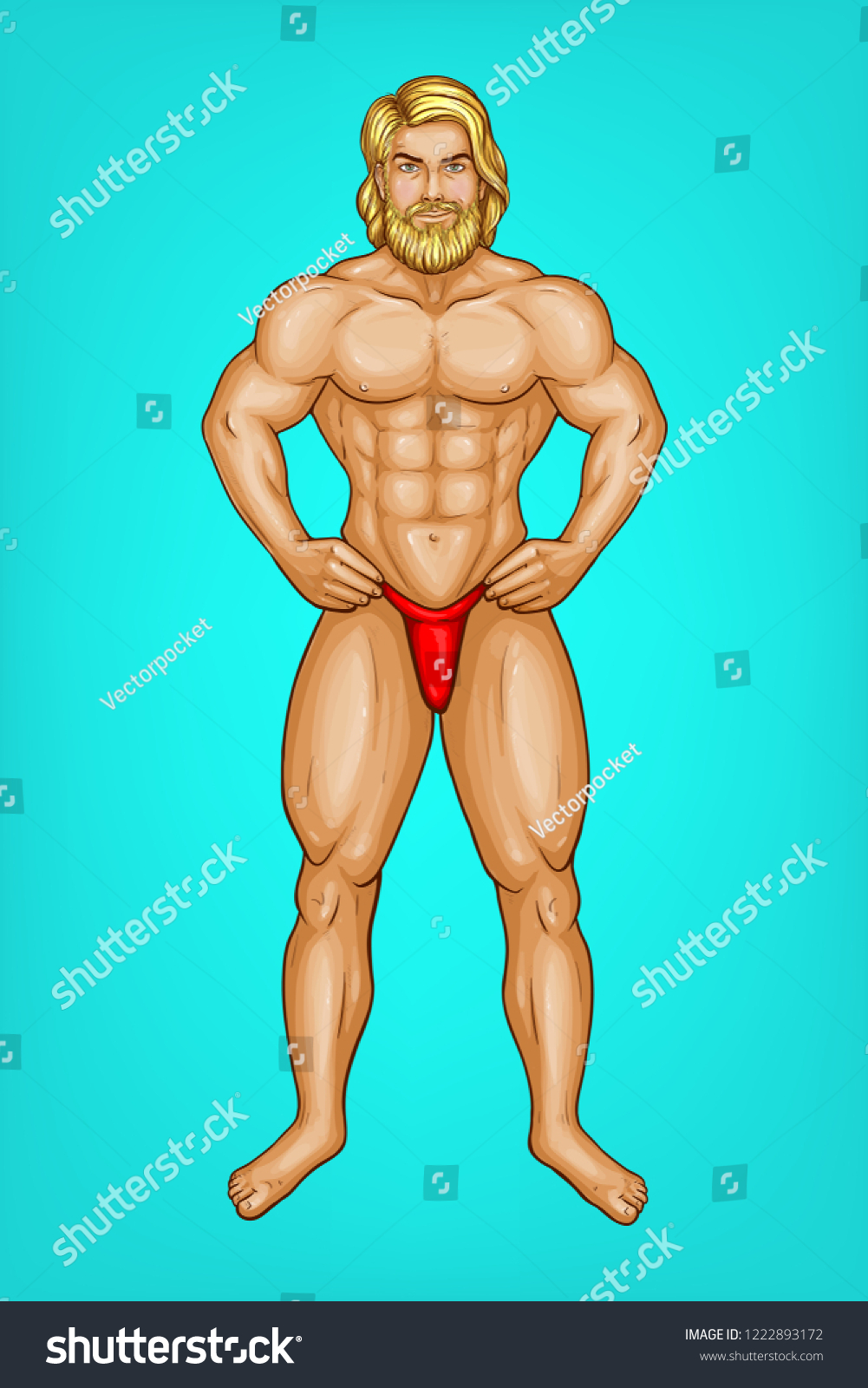 Pop Art Naked Male Character Great Ilustra Es Stock