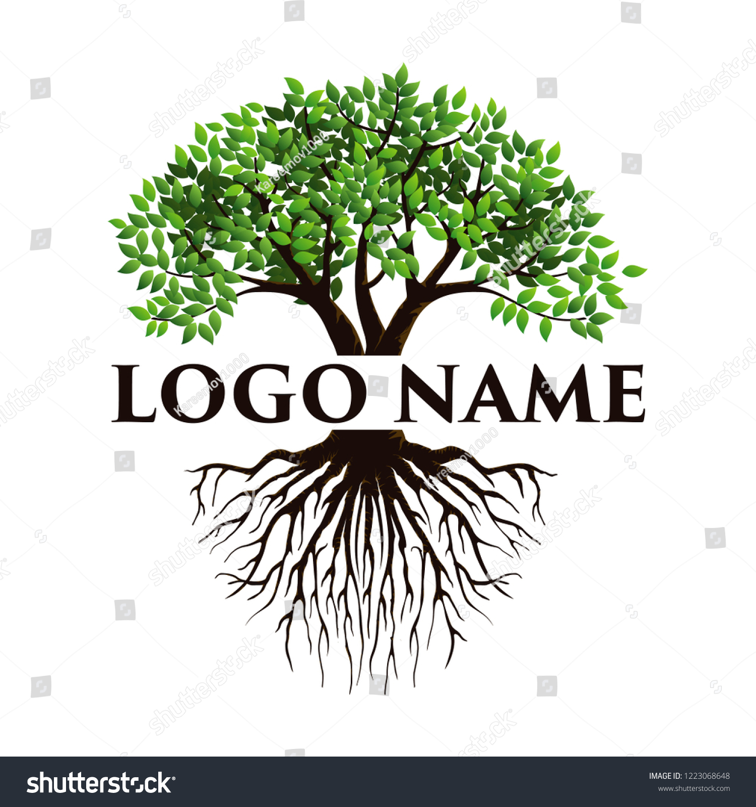 Tree Logo Vector Isolated Tree Roots Stock Vector Royalty Free